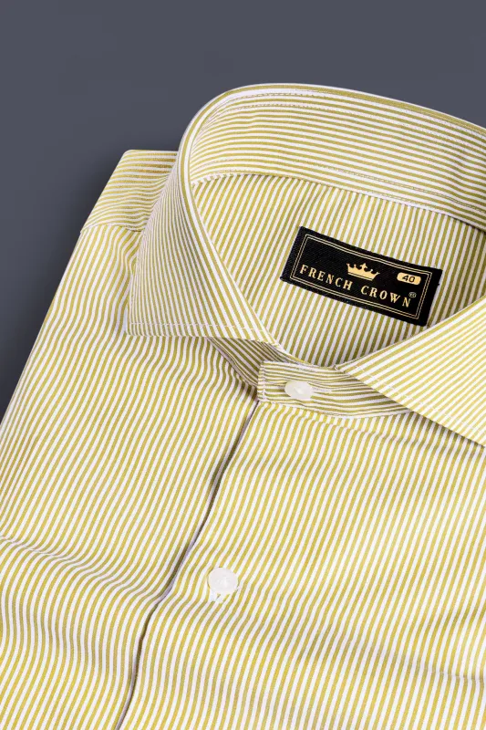 Desert Brown and White Pinstriped Premium Cotton Shirt sold by French Crown