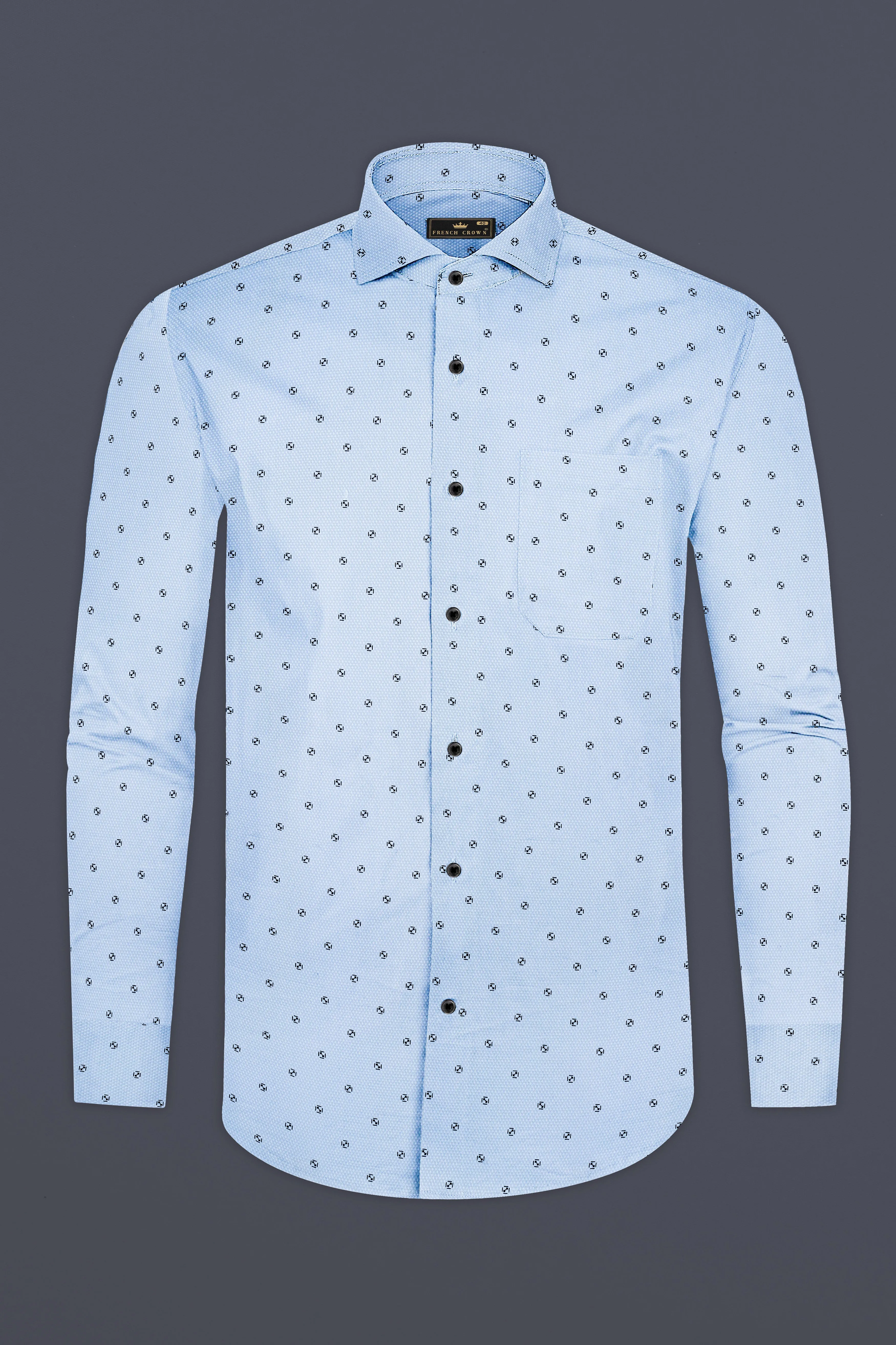 Carolina Blue Dobby Textured Premium Giza Cotton Shirt sold by French Crown product image thumbnail 4