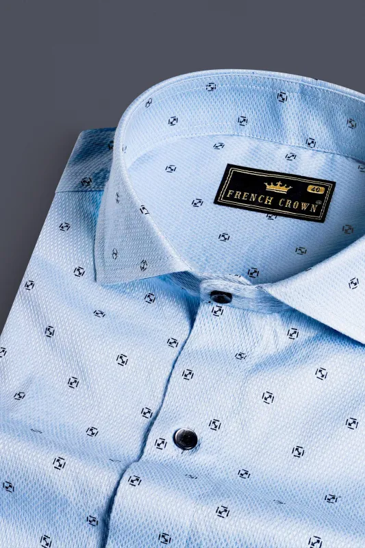 Carolina Blue Dobby Textured Premium Giza Cotton Shirt sold by French Crown
