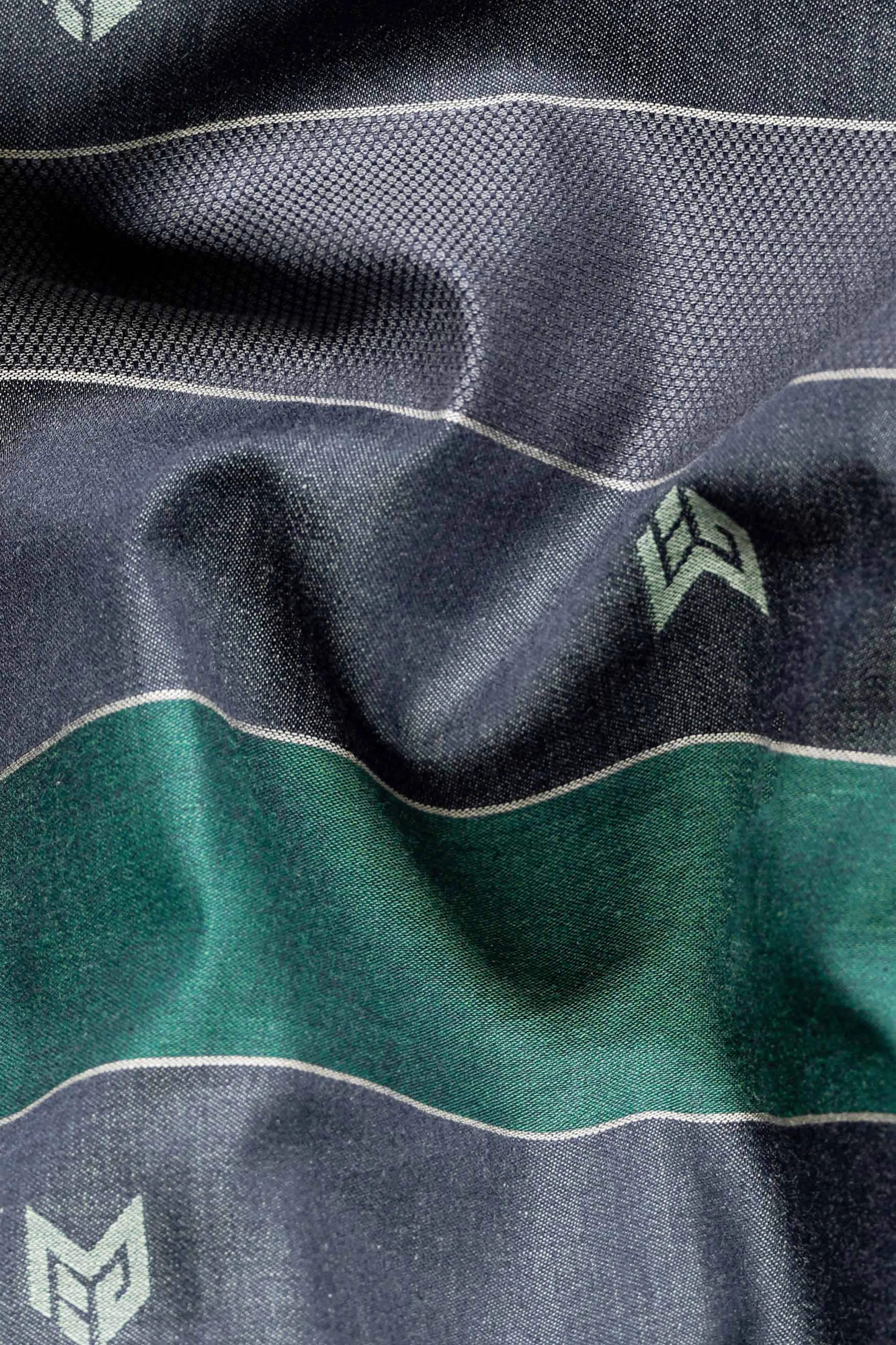Charade Blue with Viridian Green Striped Jacquard Textured Premium Giza Cotton Shirt sold by French Crown product image thumbnail 2