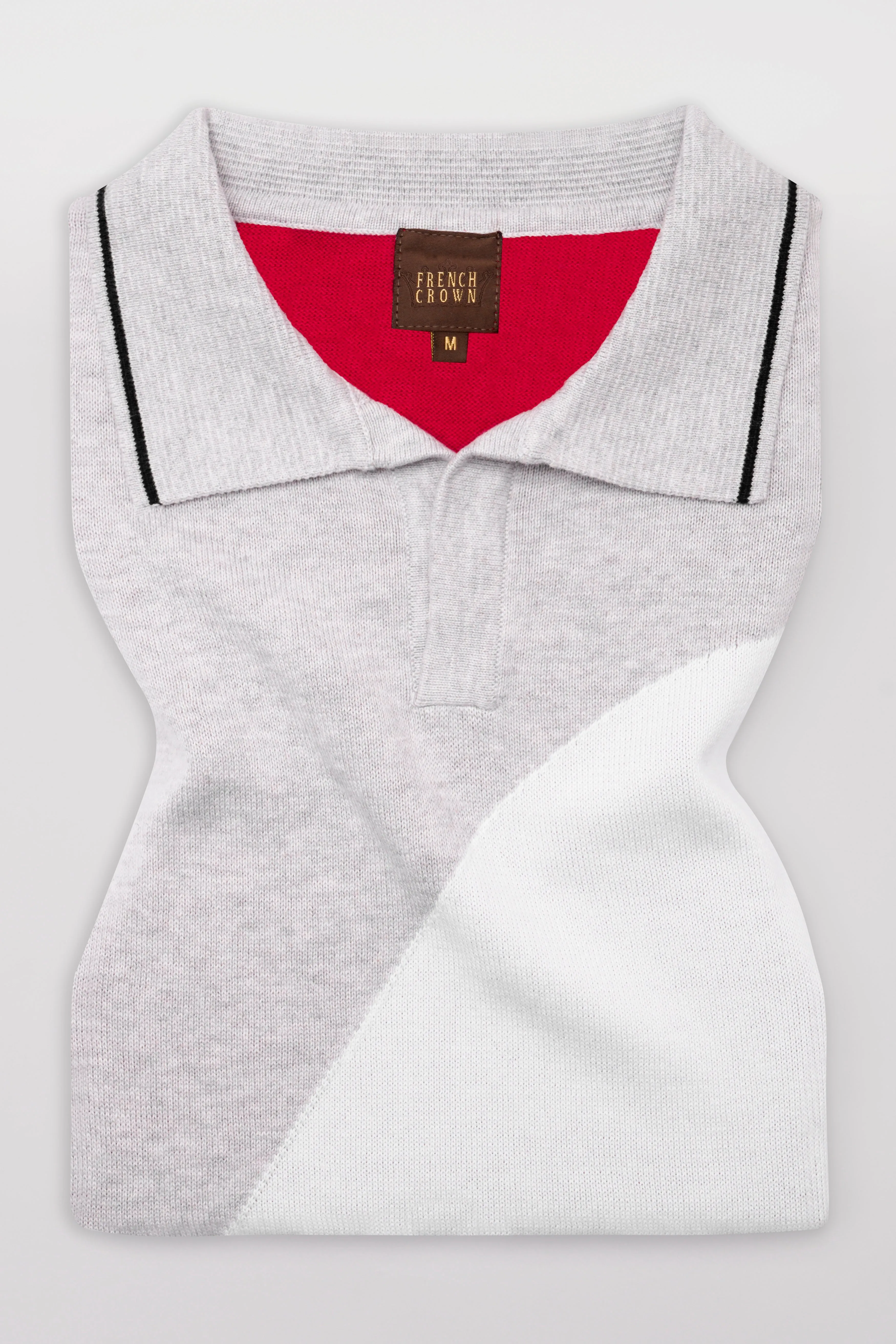 Geyser Gray with White and Black Premium Cotton Flat Knit Polo sold by French Crown product image thumbnail 5