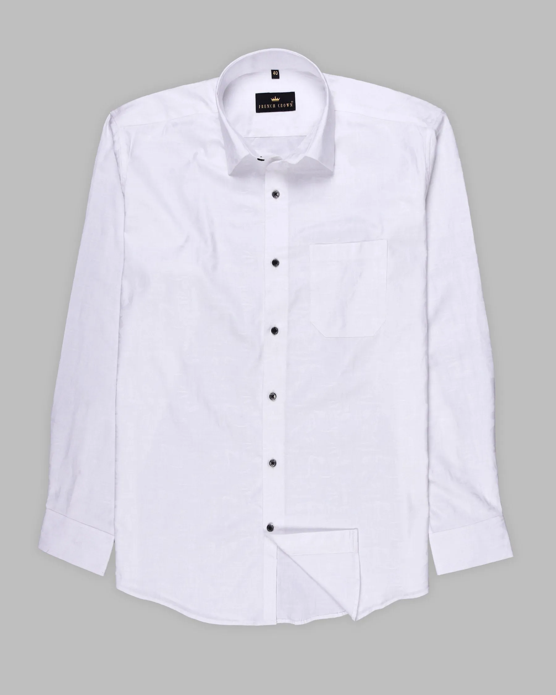 Bright White Geometric Jacquard Patterned Giza Cotton Shirt sold by French Crown product image thumbnail 5