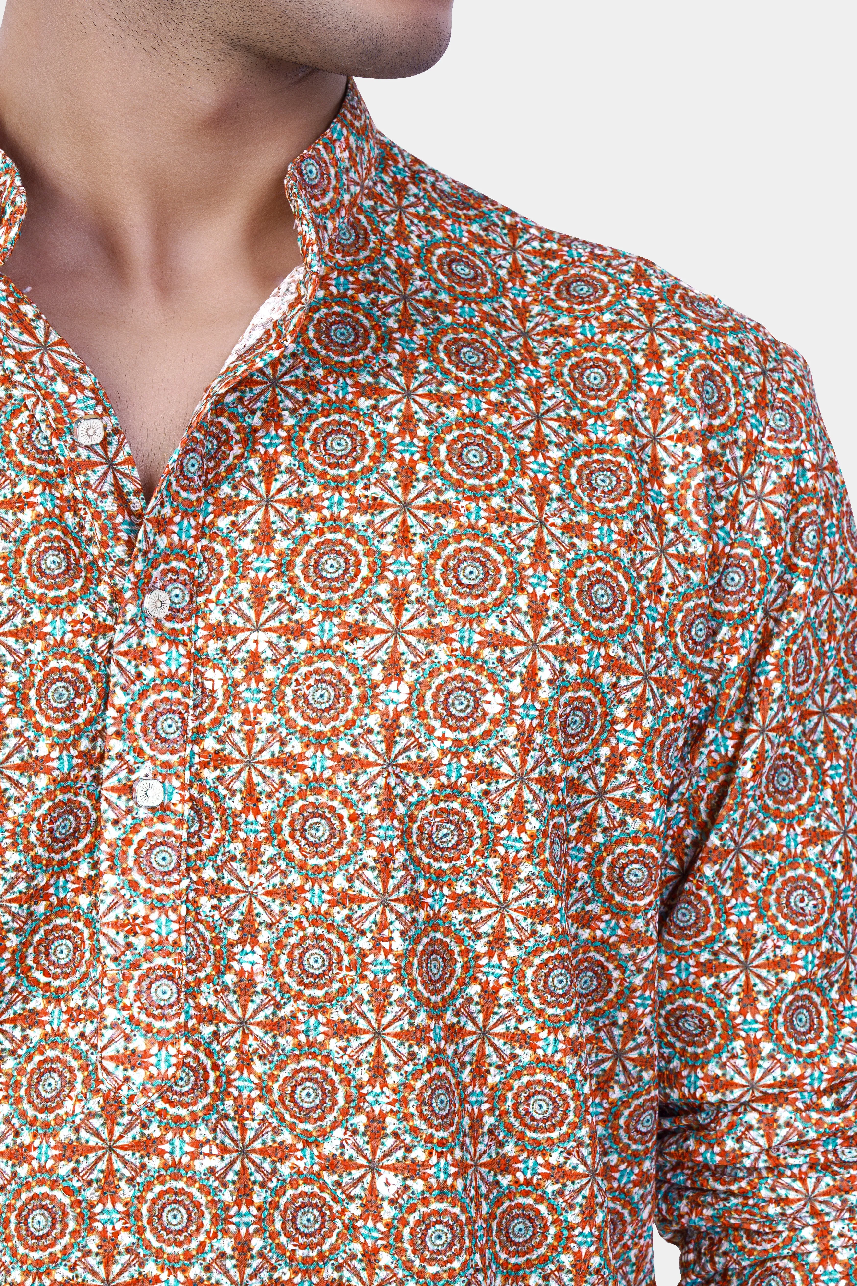 Caribbean Blue And Brilliant Rose Pink Designer Thread Embroidered Kurta sold by French Crown product image thumbnail 4