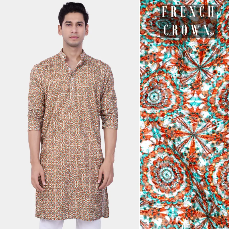 Caribbean Blue And Brilliant Rose Pink Designer Thread Embroidered Kurta sold by French Crown