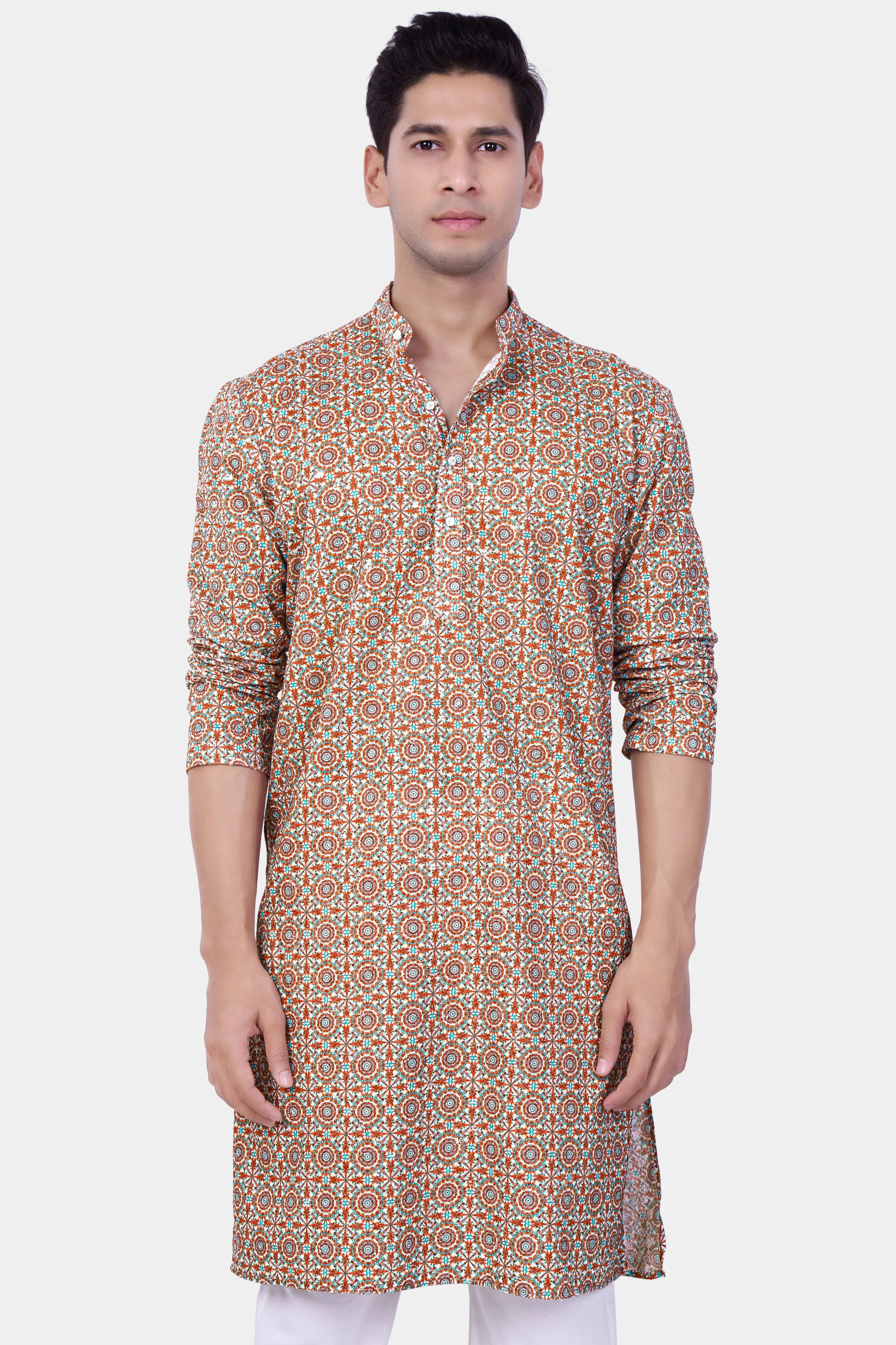 Caribbean Blue And Brilliant Rose Pink Designer Thread Embroidered Kurta sold by French Crown product image thumbnail 2