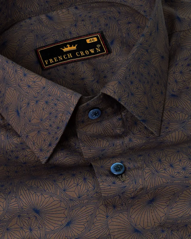 Kabul Brown Paisleys Printed Royal Oxford Shirt sold by French Crown