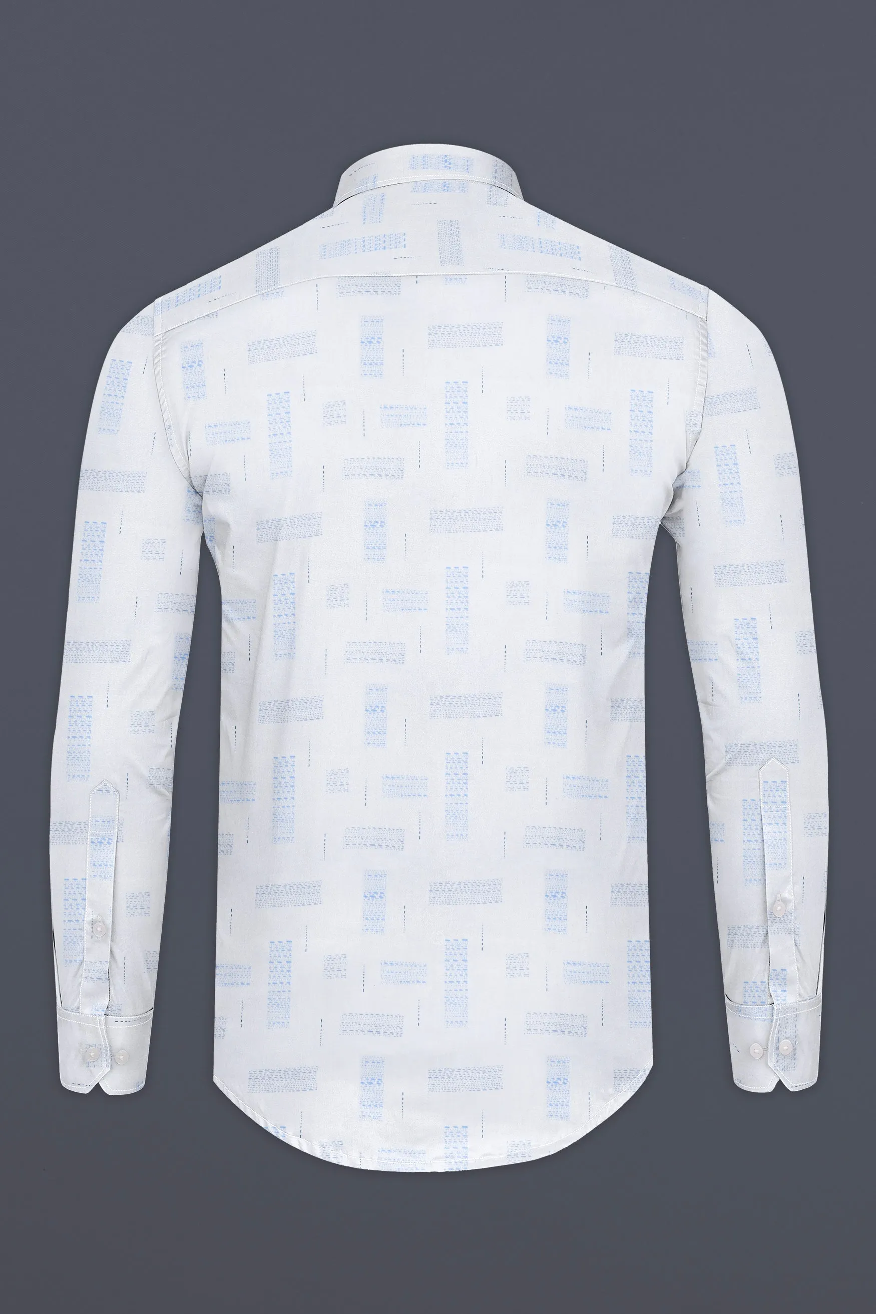 Bright White with Polo Blue Textured Subtle Sheen Super Soft Premium Cotton Shirt sold by French Crown product image thumbnail 5