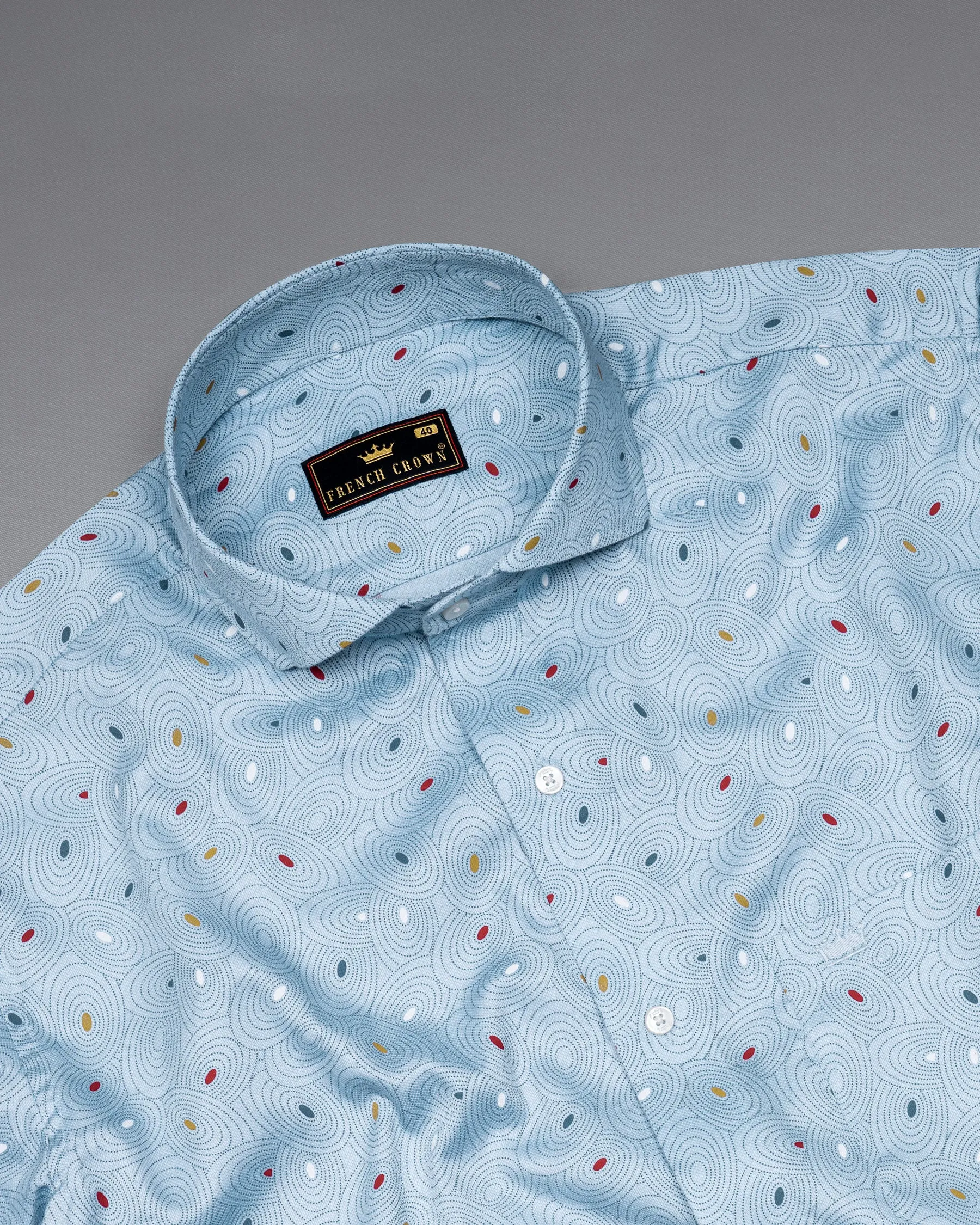 Jungle Mist Blue Dobby Textured Premium Giza Cotton Shirt sold by French Crown product image thumbnail 4