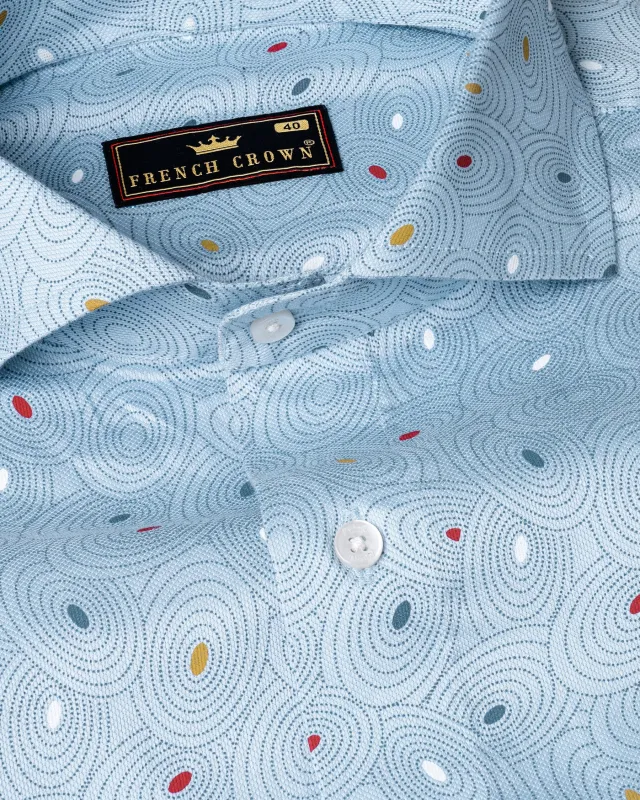 Jungle Mist Blue Dobby Textured Premium Giza Cotton Shirt sold by French Crown