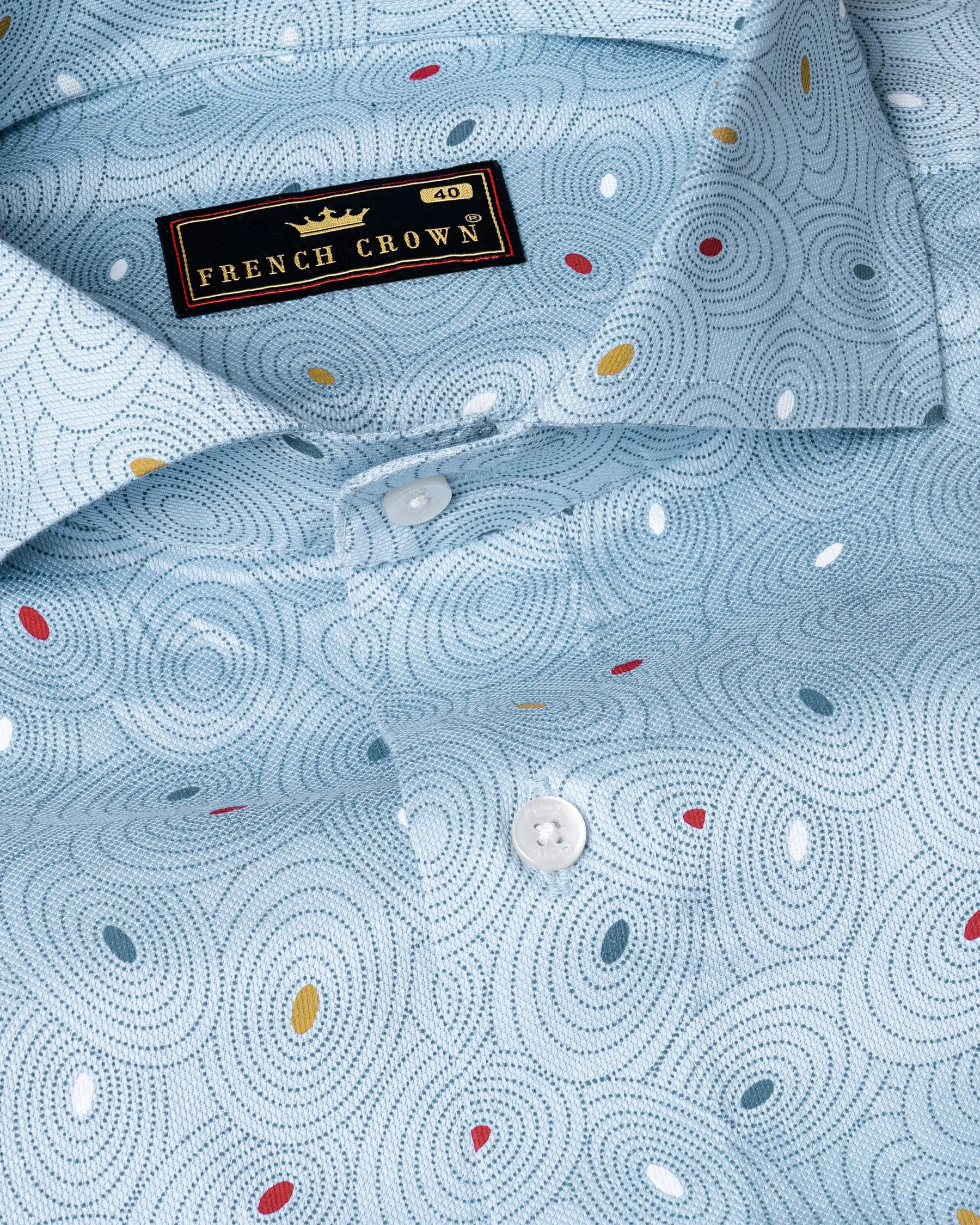 Jungle Mist Blue Dobby Textured Premium Giza Cotton Shirt sold by French Crown