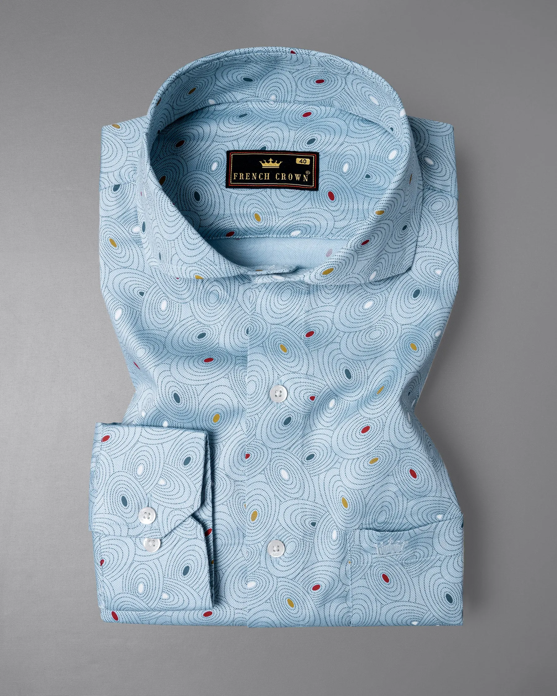 Jungle Mist Blue Dobby Textured Premium Giza Cotton Shirt sold by French Crown product image thumbnail 3