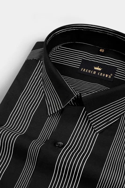 Jade Black Twill Striped Premium Cotton Shirt sold by French Crown