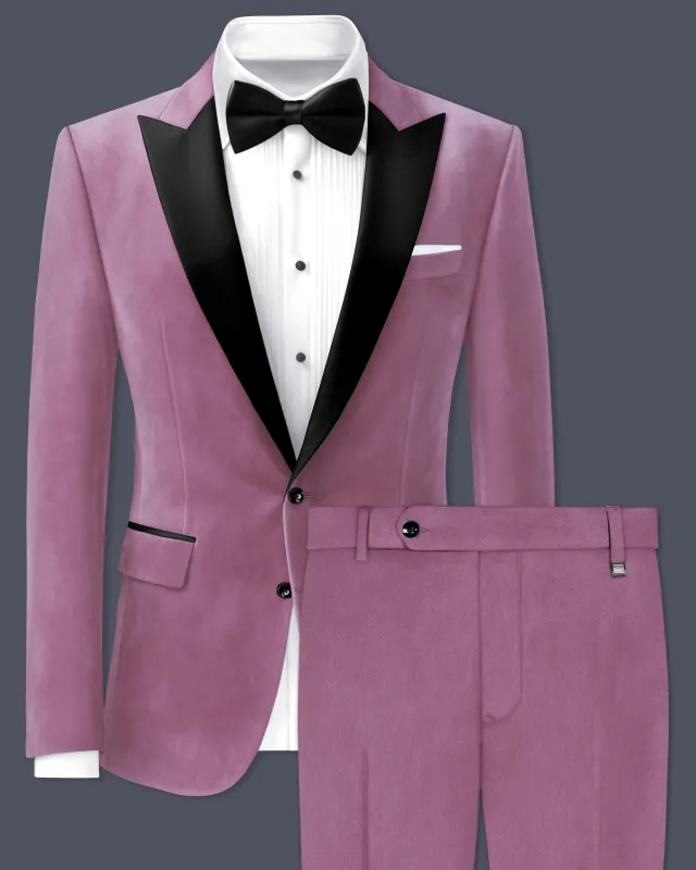 Velrosa-Turkish Rose Velvet Peak Lapel Tuxedo Suit sold by French Crown