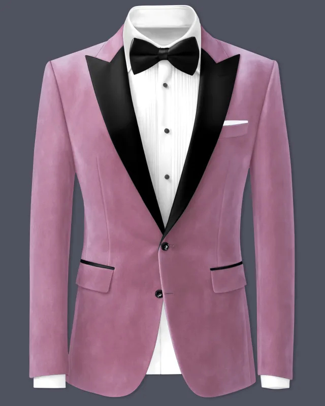 Velrosa-Turkish Rose Velvet Peak Lapel Tuxedo Blazer sold by French Crown
