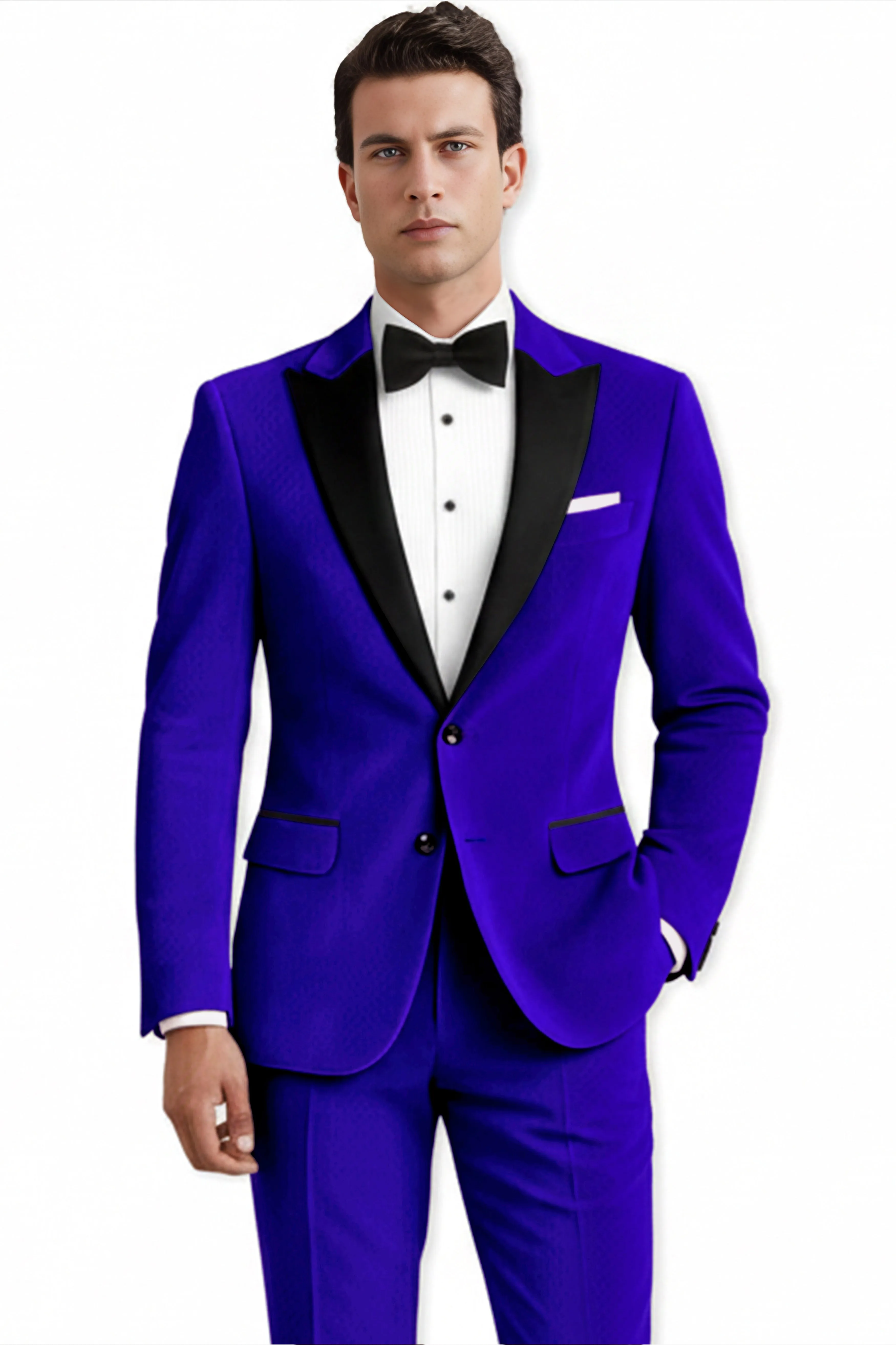 Blucrest-Ultramarine Blue Velvet Peak Lapel Tuxedo Suit sold by French Crown product image thumbnail 2