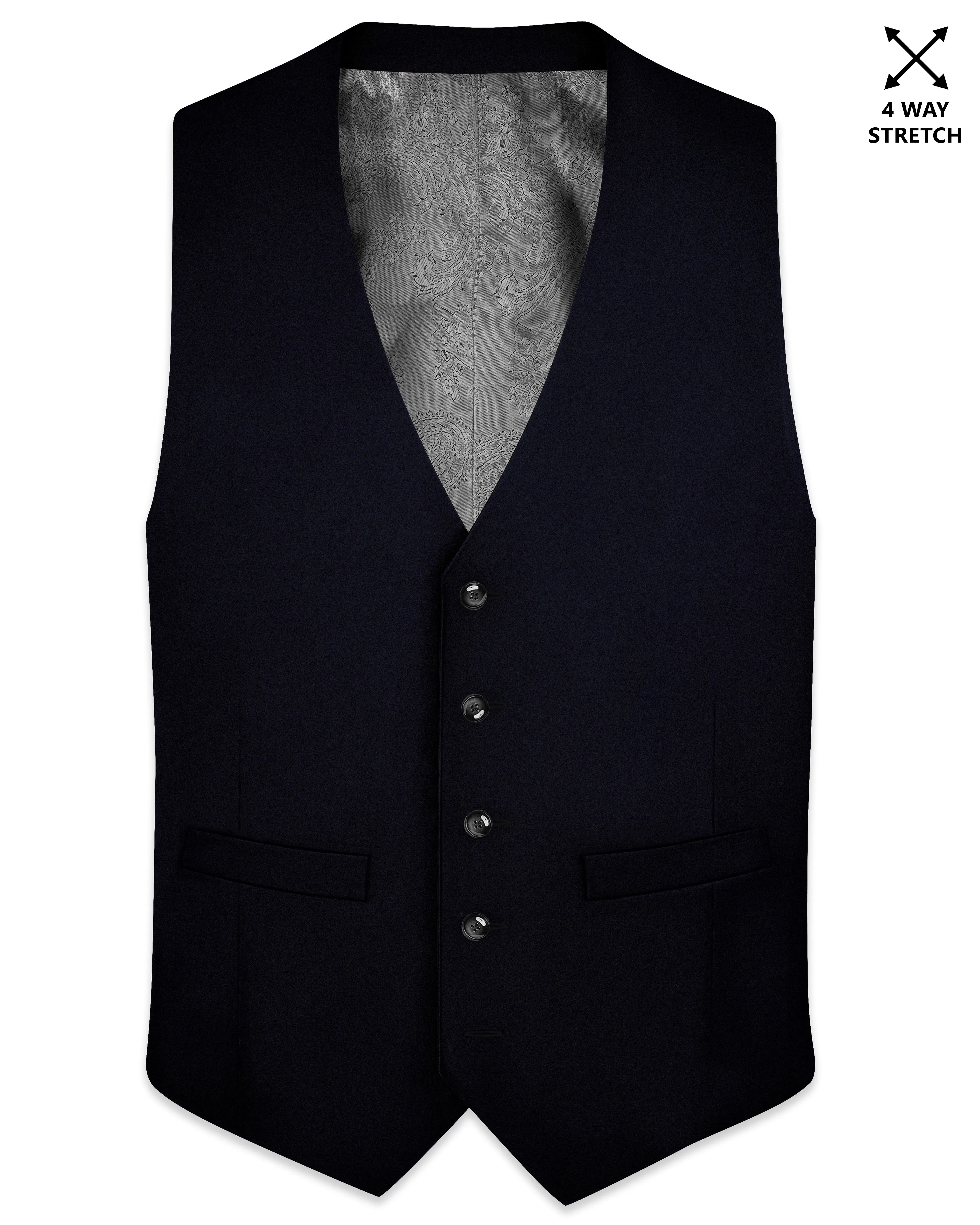 Aozora-Japanese Marine Blue 4-Way Stretch Wrinkle-Free Wool Rich Waistcoat sold by French Crown