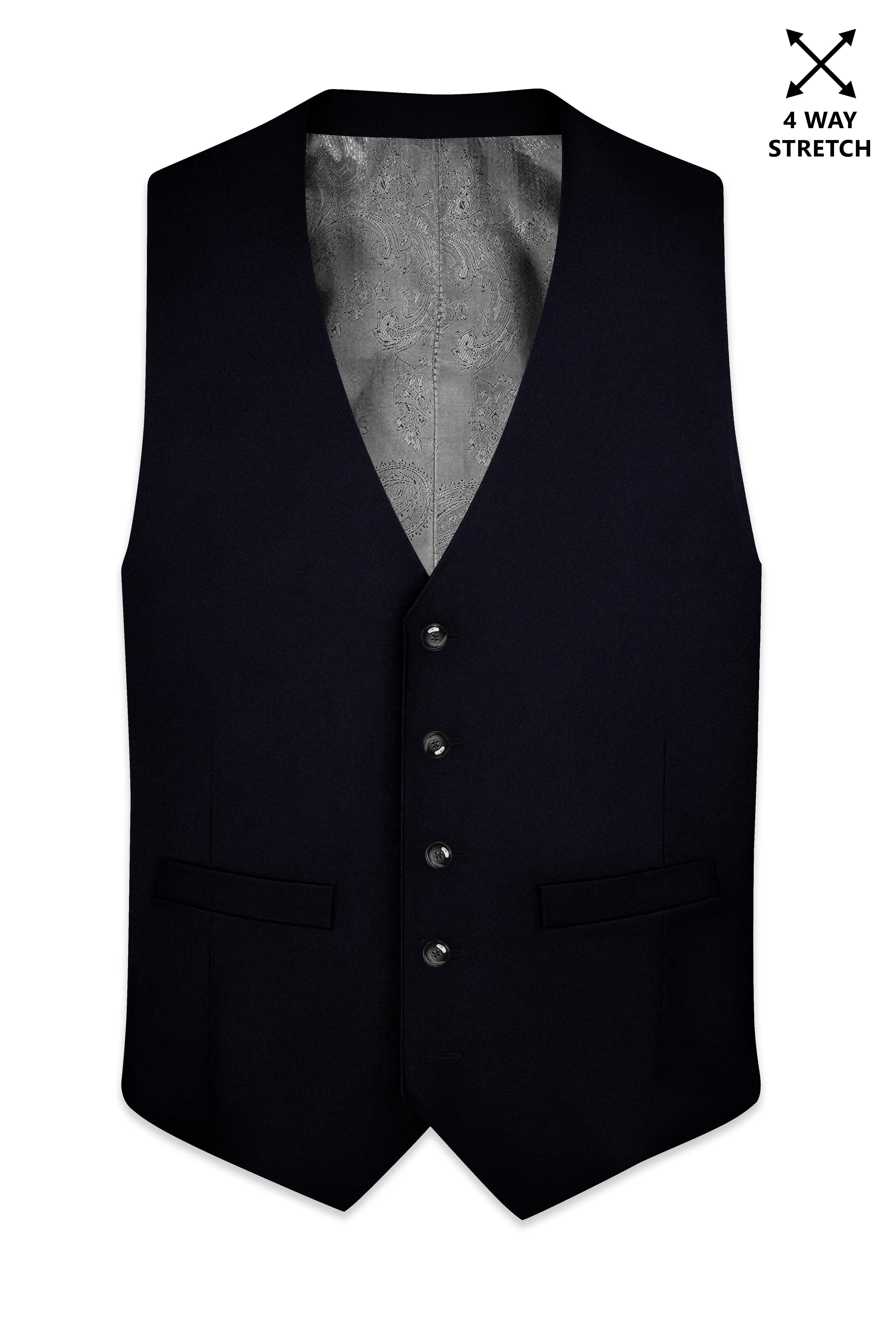 Aozora-Japanese Marine Blue 4-Way Stretch Wrinkle-Free Wool Rich Waistcoat sold by French Crown product image thumbnail 2