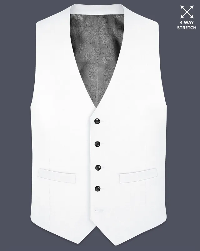 Shiro-Japanese Bright White 4-Way Stretch Wrinkle-Free Wool Rich Waistcoat sold by French Crown