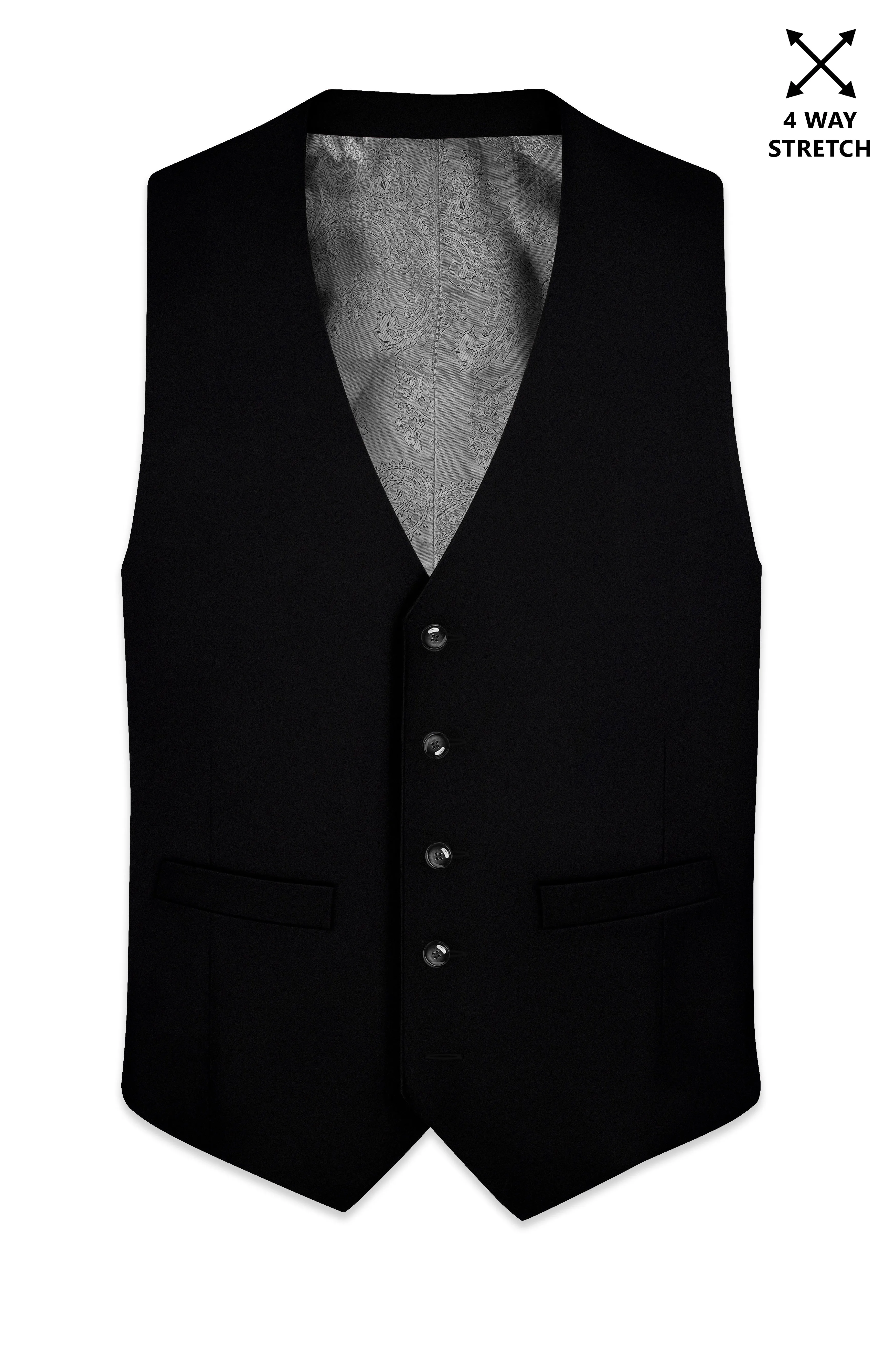 Kuro-Japanese Black 4-Way Stretch Wrinkle-Free Wool Rich Waistcoat sold by French Crown product image thumbnail 2