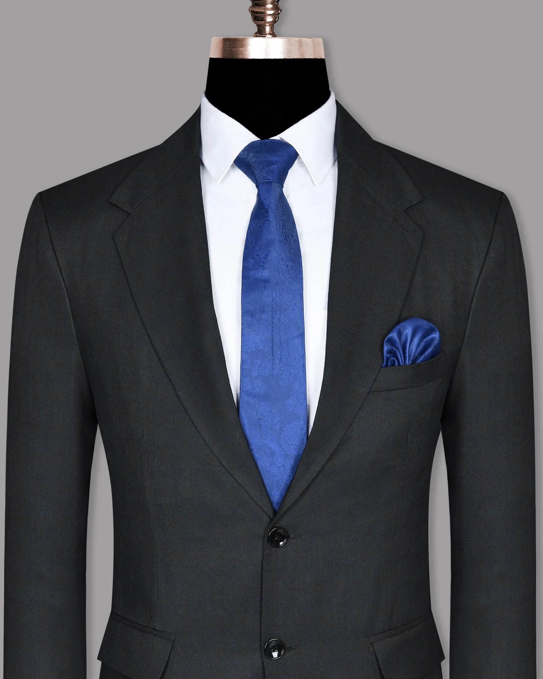 Charcoal Subtle windowpane Wool Blend Blazer sold by French Crown product image thumbnail 2
