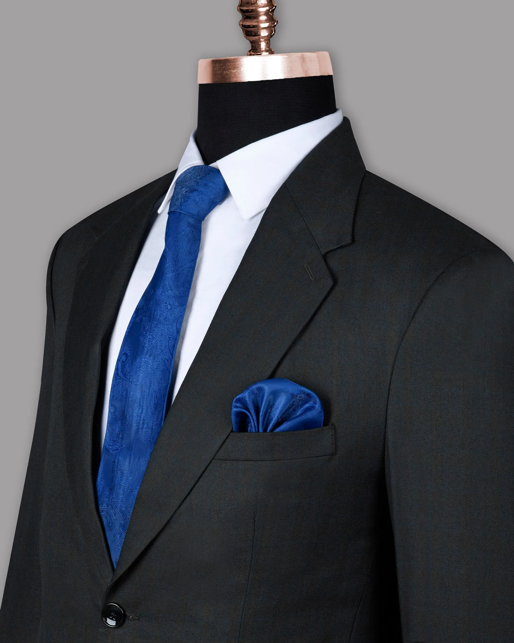 Charcoal Subtle windowpane Wool Blend Blazer sold by French Crown product image thumbnail 5