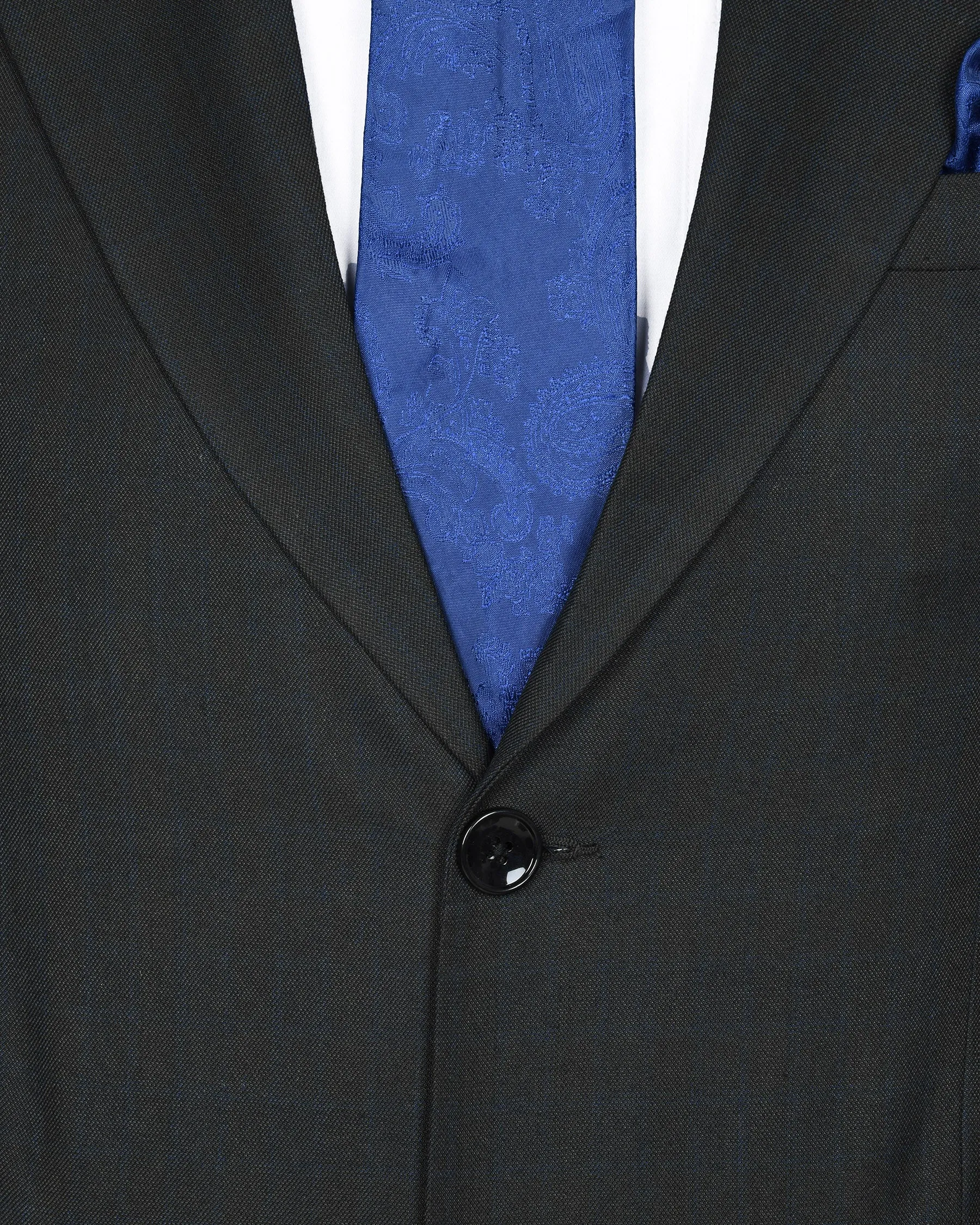 Charcoal Subtle windowpane Wool Blend Blazer sold by French Crown product image thumbnail 4