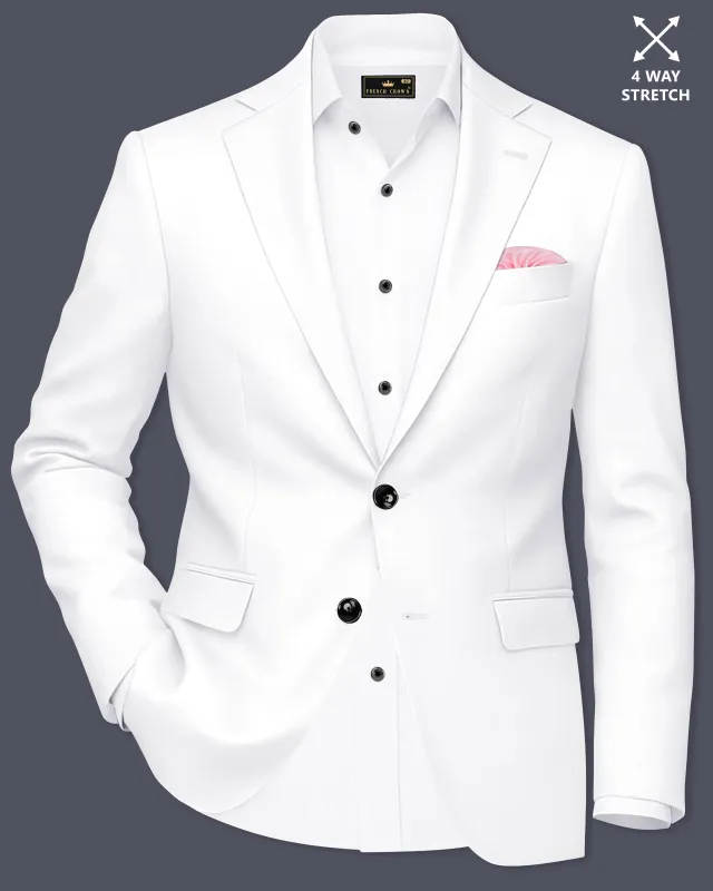 Shiro-Japanese Bright White 4-Way Stretch Wrinkle-Free Wool Rich Single Breasted Blazer sold by French Crown