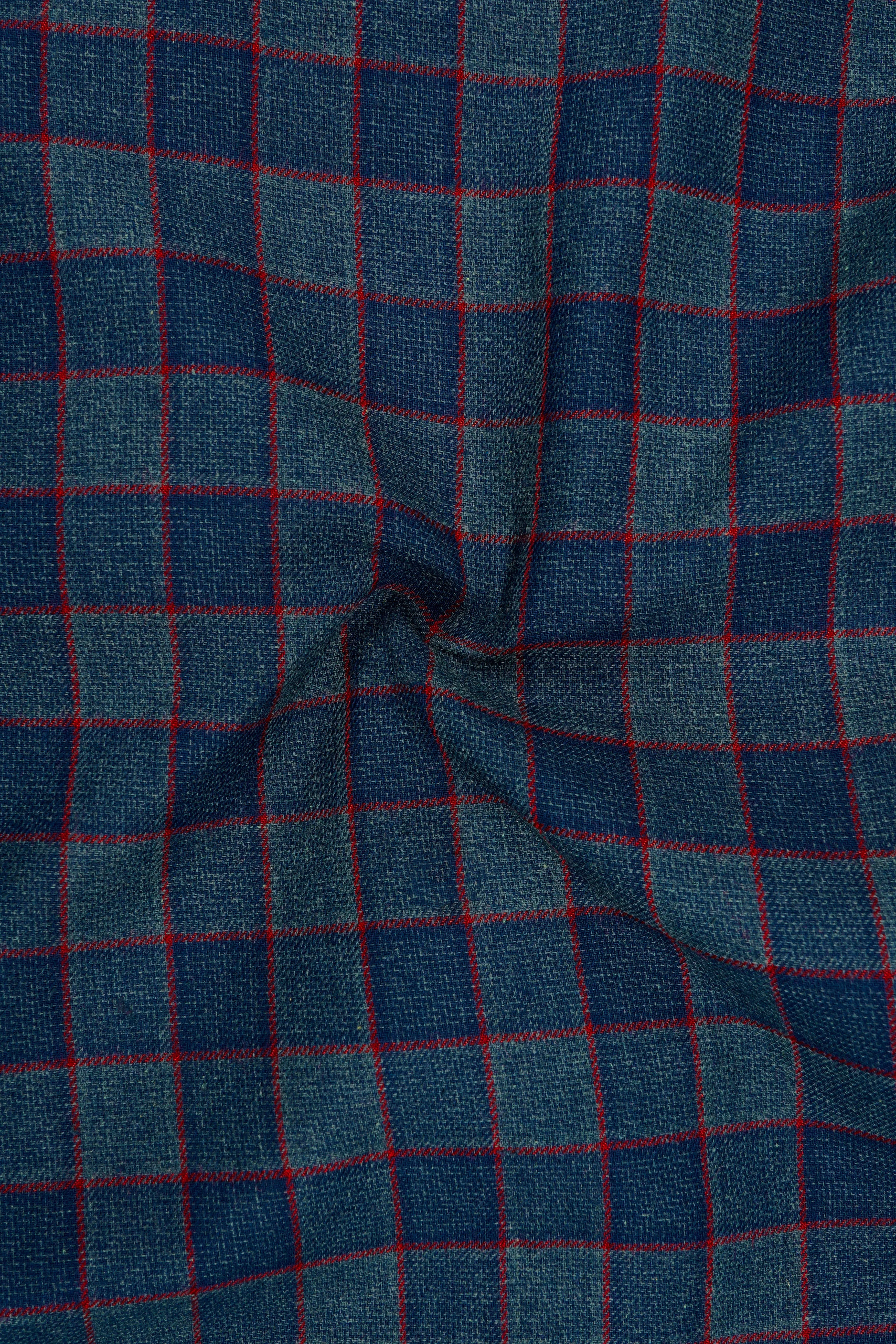 Panevoro-Vintage Blue Windowpane Premium Cotton Double Breasted Suit sold by French Crown product image thumbnail 3