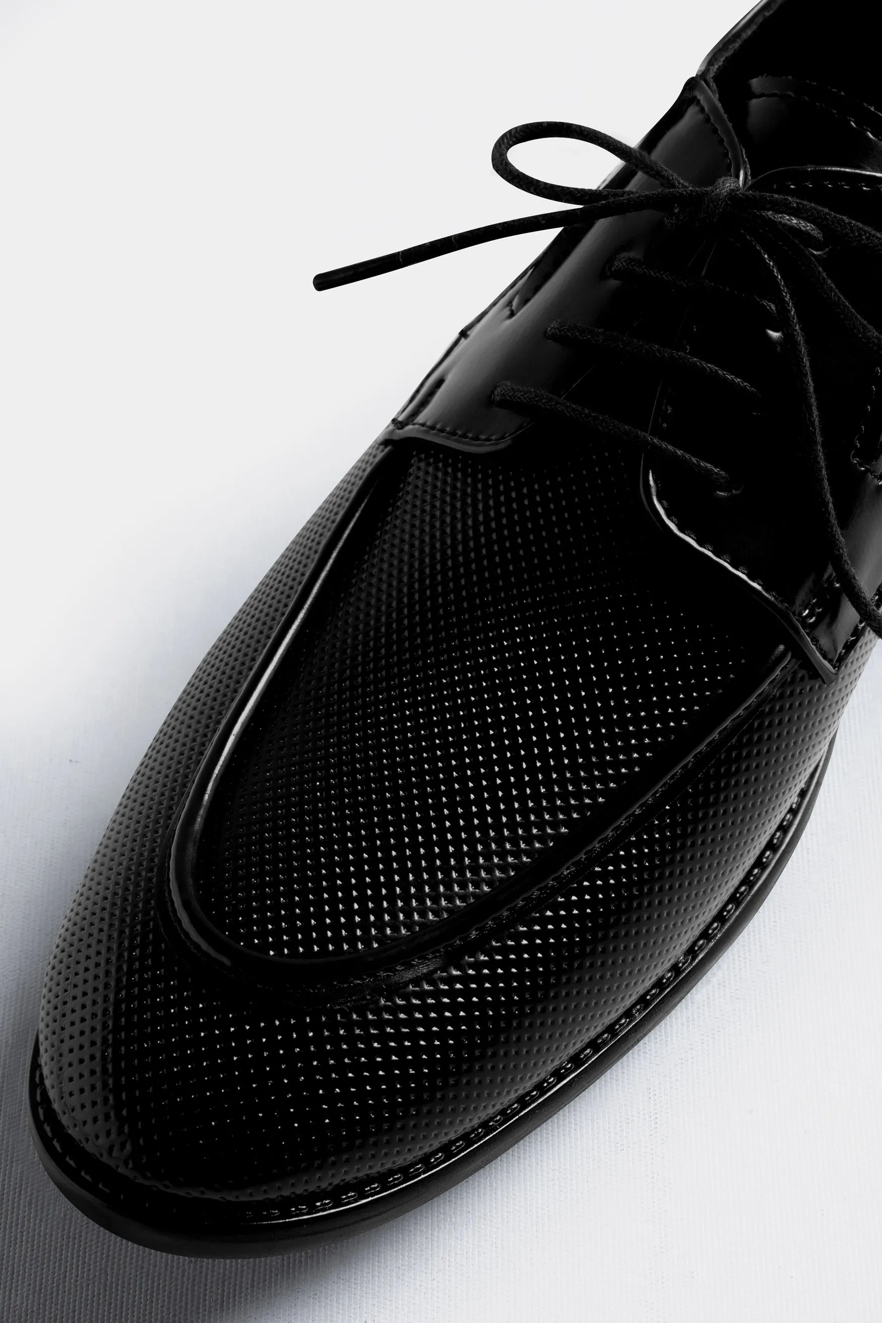 Jade Black Vegan Leather Textured Blucher Shoes sold by French Crown product image thumbnail 4