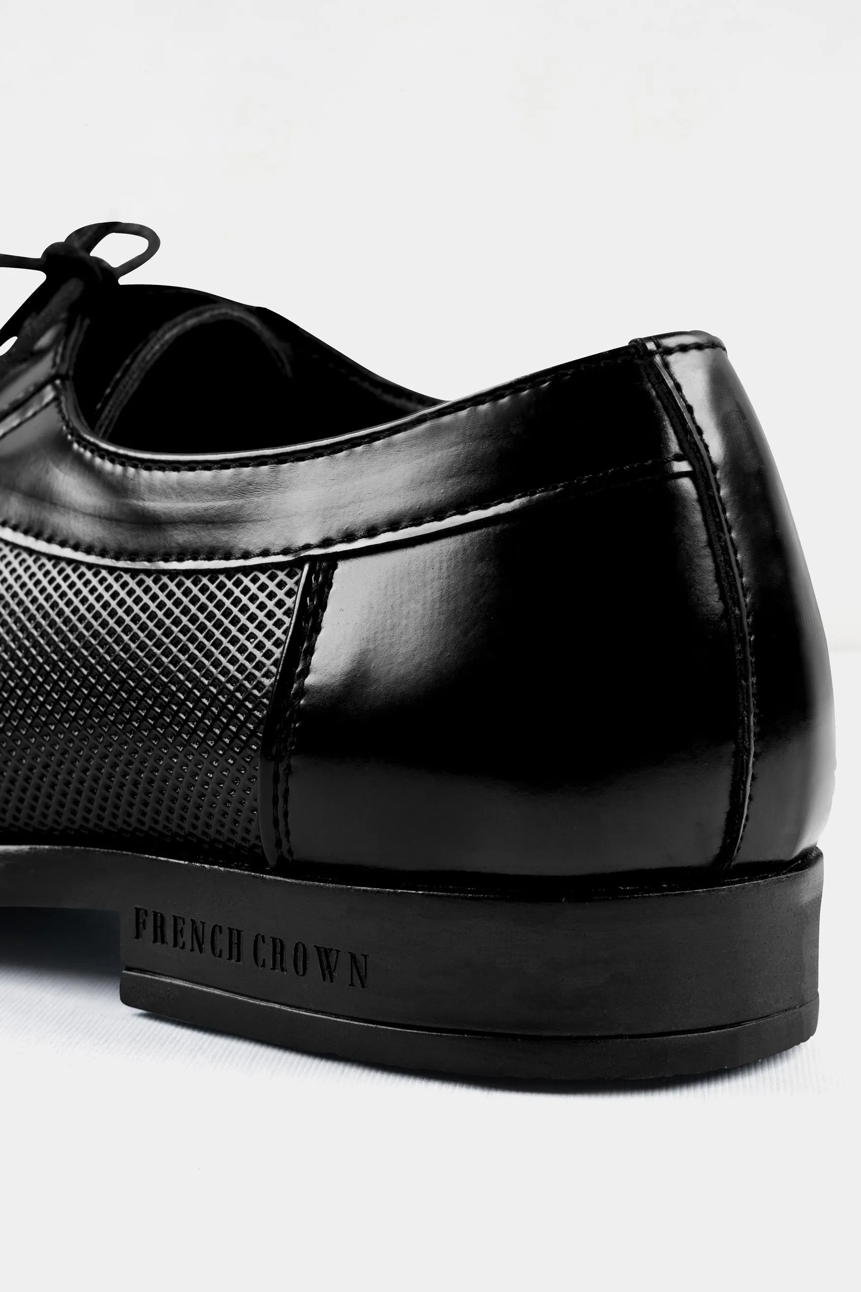 Jade Black Vegan Leather Textured Blucher Shoes sold by French Crown product image thumbnail 5