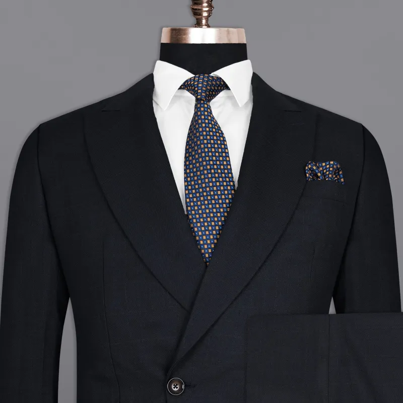 Mirage Black Subtle windowpane Wool Rich Double Breasted Suit sold by French Crown