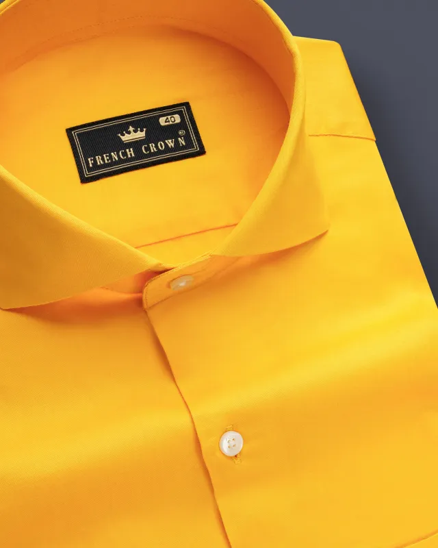 Zestine-Squash Orange  Subtle Sheen Super Soft Premium Cotton Cut Away Collar Dress Shirt sold by French Crown