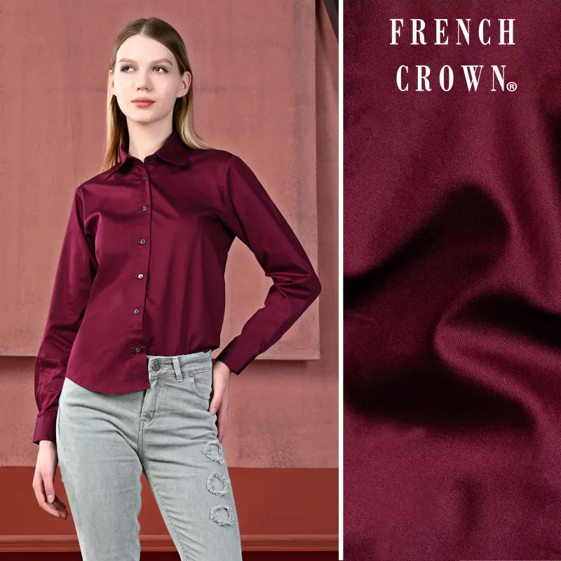 Mulberry Maroon Premium Cotton Shirt sold by French Crown