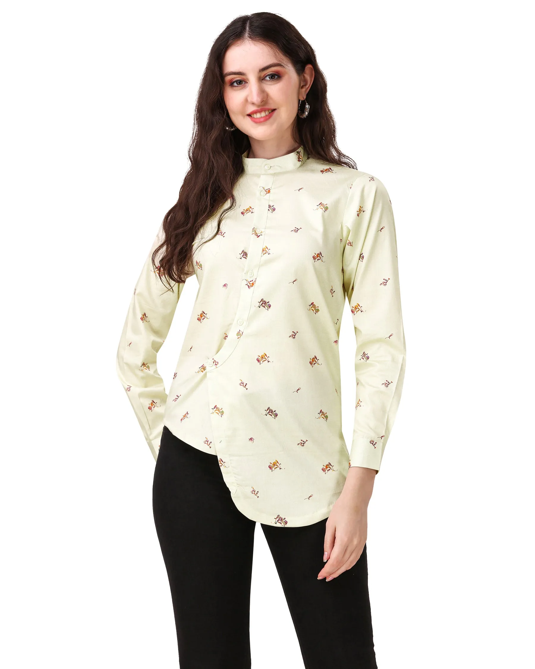 Merino Beige Printed Super Soft Premium Cotton Women’s Shirt sold by French Crown product image thumbnail 2