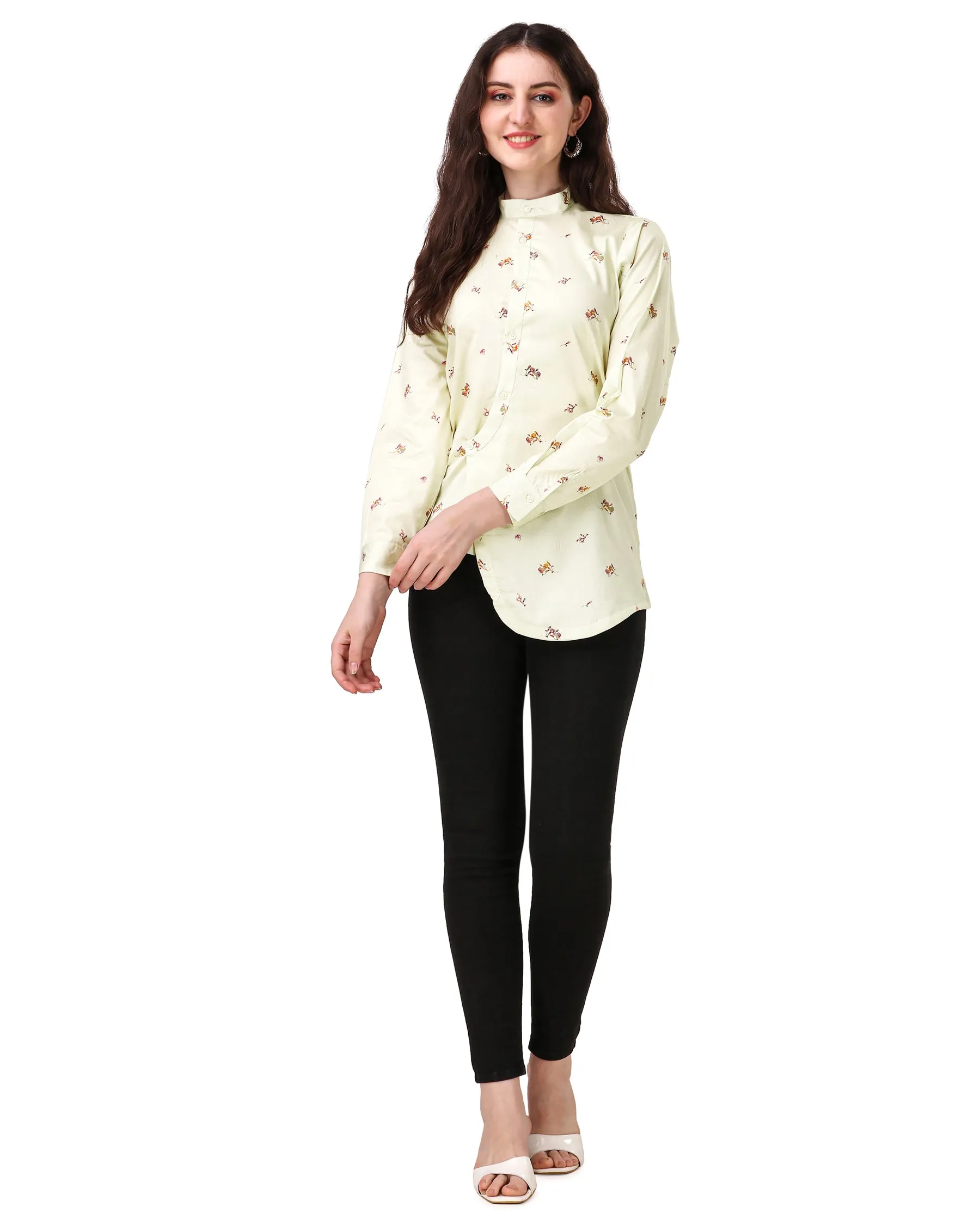 Merino Beige Printed Super Soft Premium Cotton Women’s Shirt sold by French Crown product image thumbnail 4