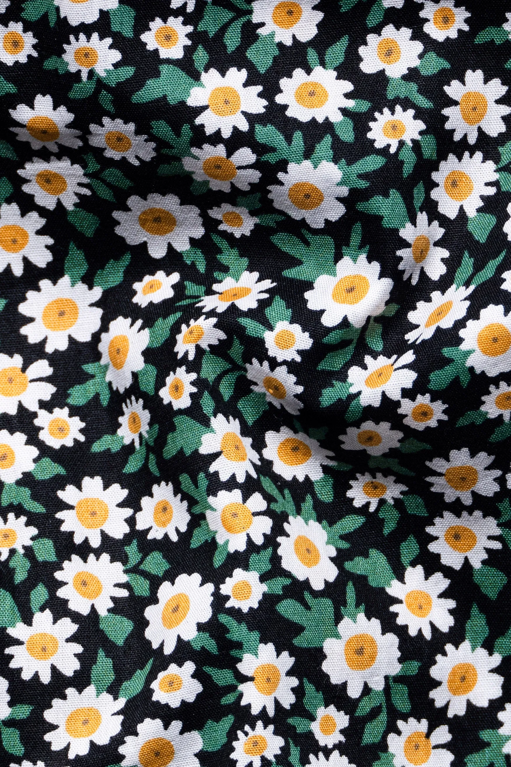 Jade Black and Bright White Ditsy Printed Premium Cotton Designer V Neck Shirt sold by French Crown product image thumbnail 3