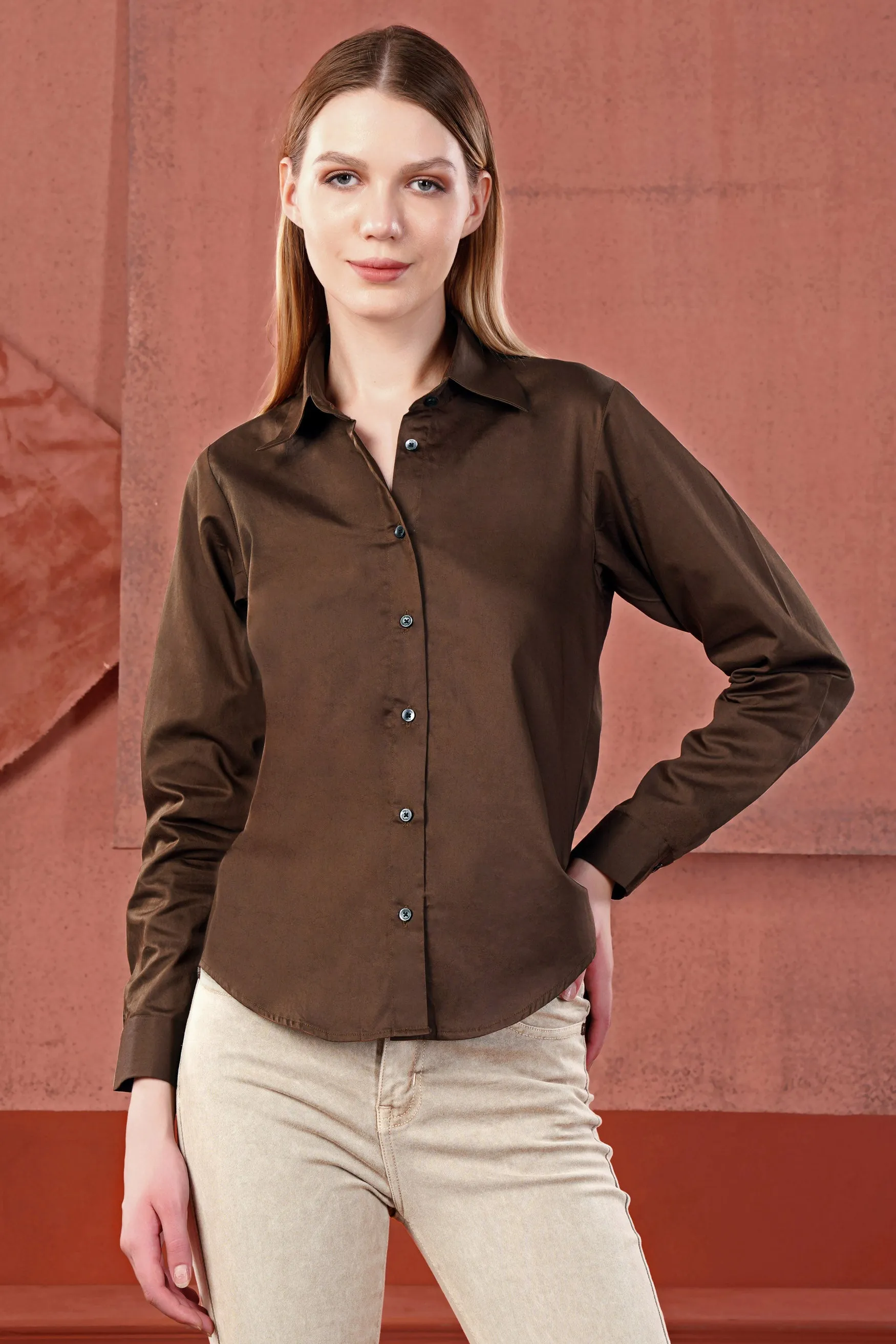 Iroko Brown Premium Cotton Shirt sold by French Crown product image thumbnail 2