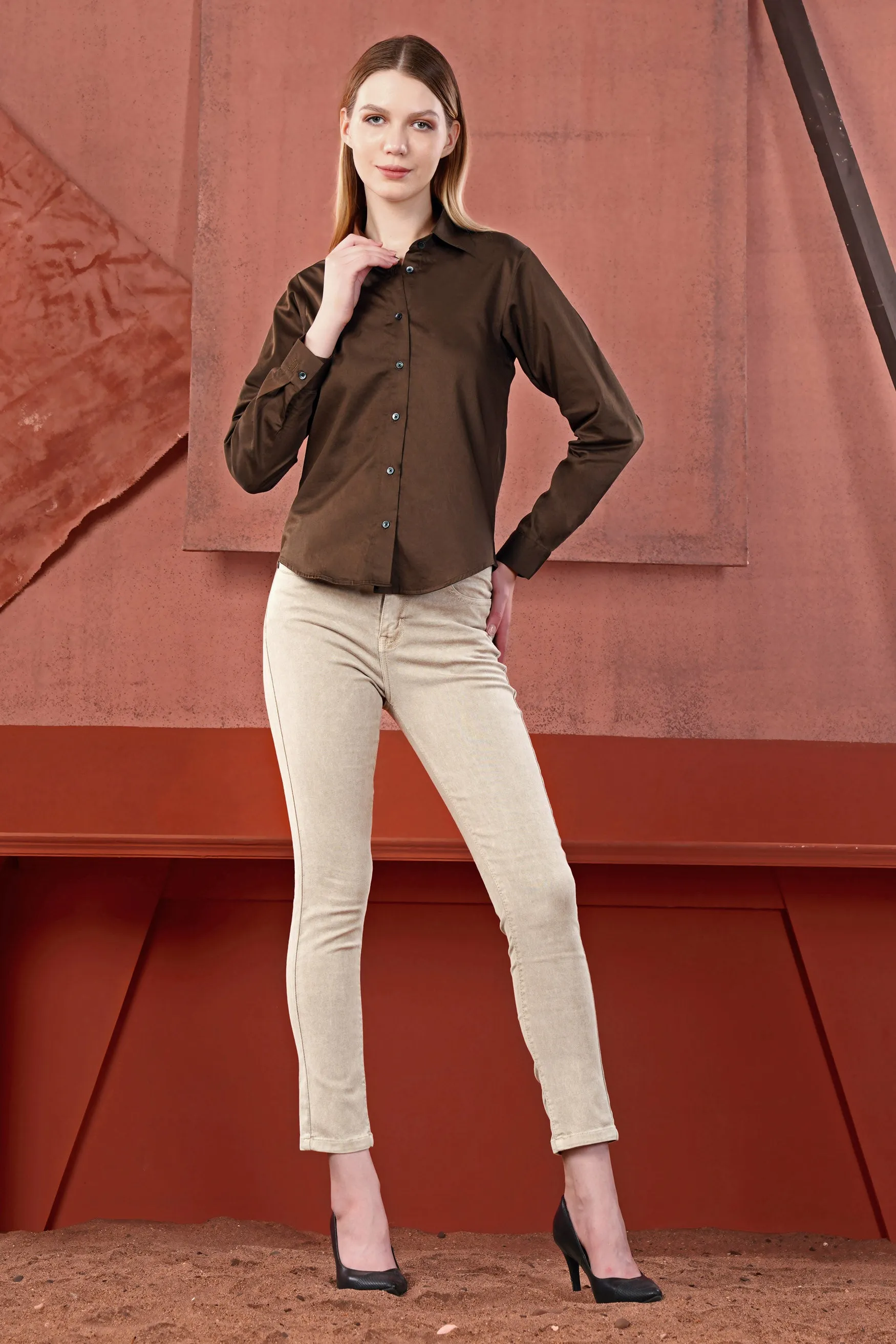 Iroko Brown Premium Cotton Shirt sold by French Crown product image thumbnail 5