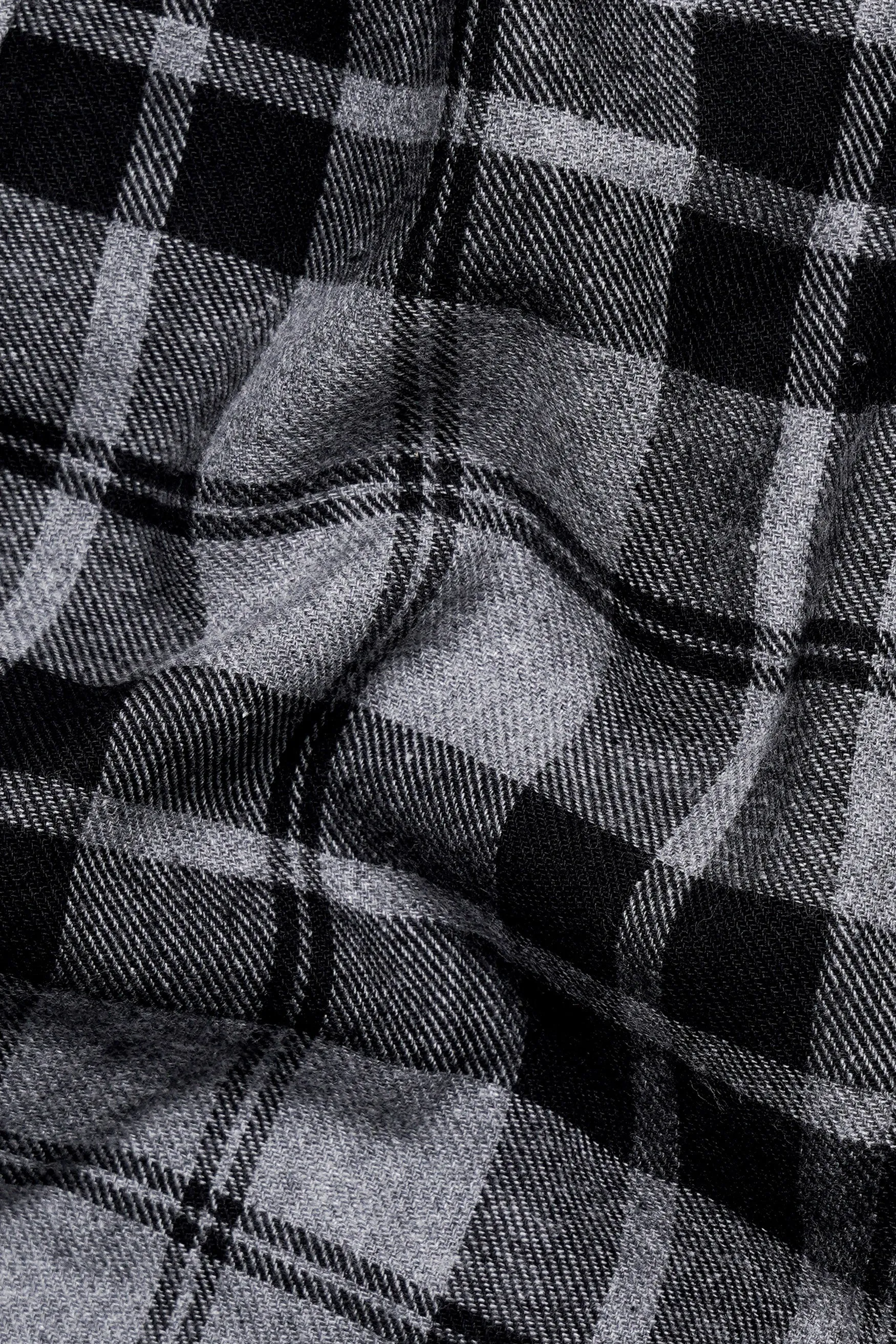 Venus Gray and Tealish Black Flannel Plaid Crop Shirt sold by French Crown product image thumbnail 3