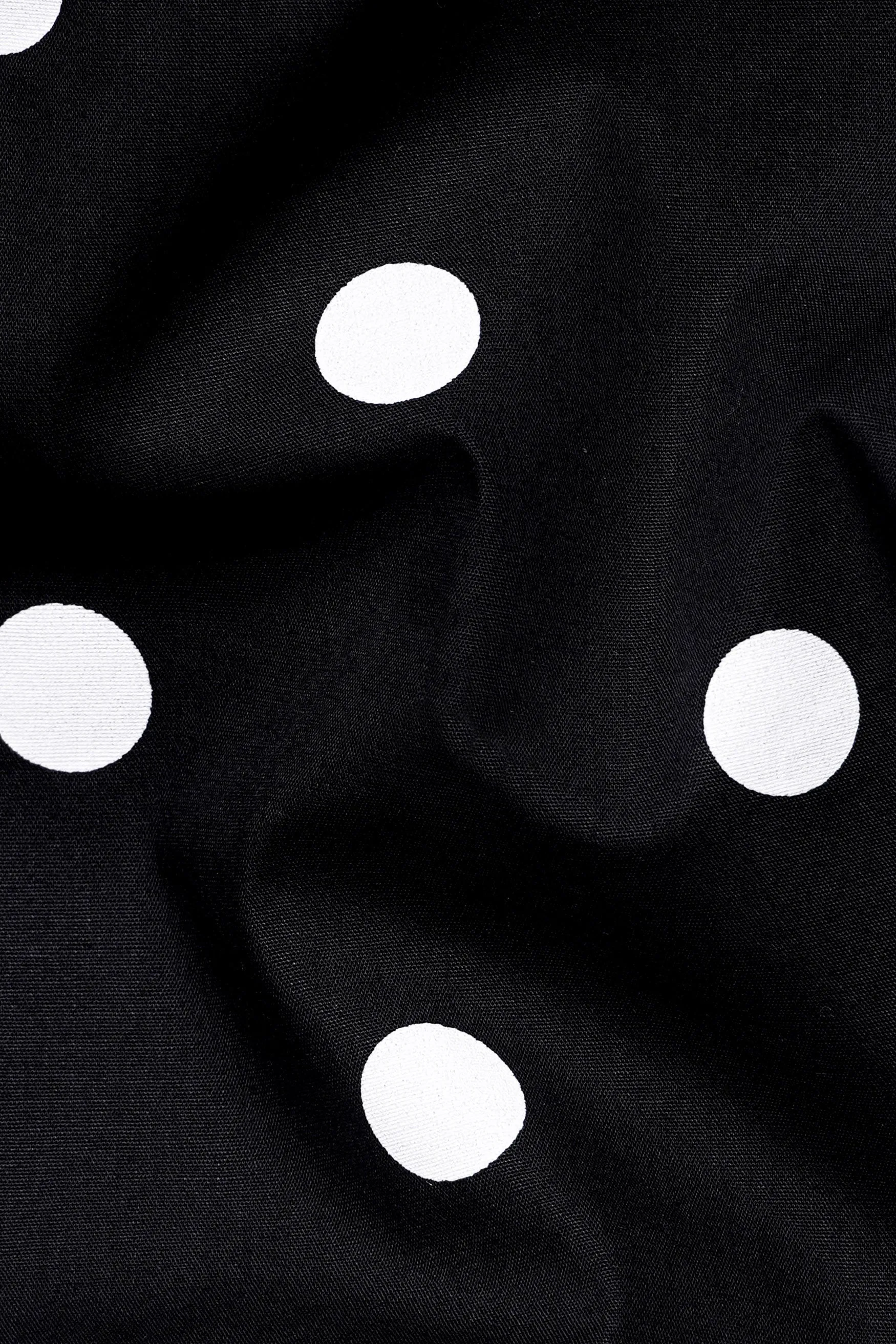 Jade Black and White Polka Dots Premium Cotton Shirt With White Cuff and Collar sold by French Crown product image thumbnail 3