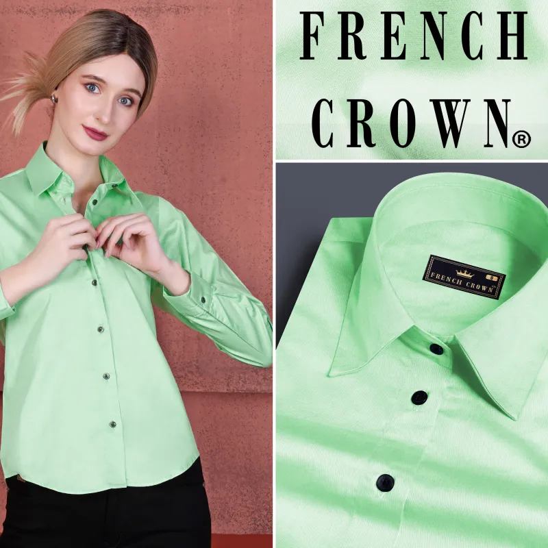 Pale Teal Green Premium Cotton Shirt sold by French Crown