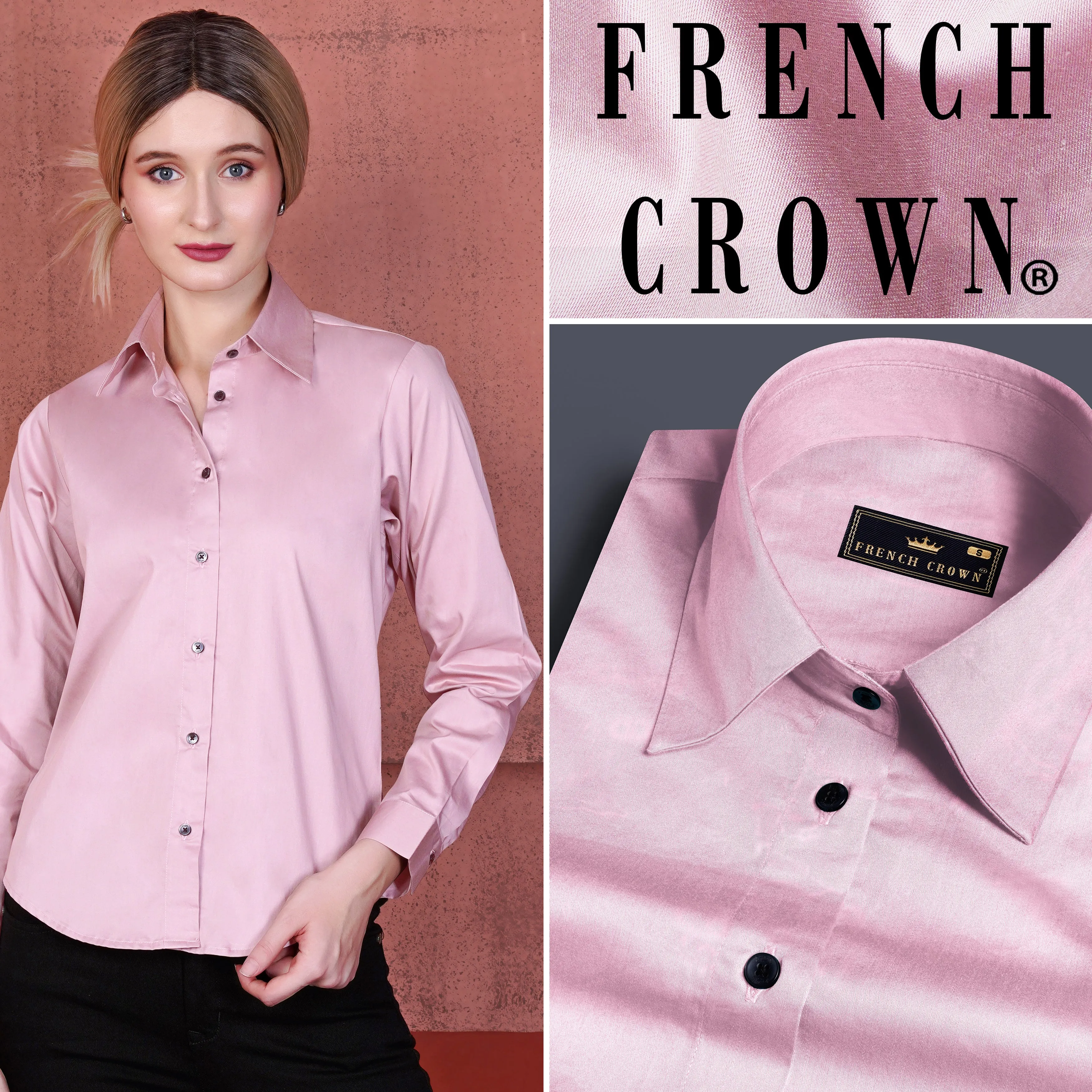 Calm Shell Peach Premium Cotton Shirt sold by French Crown