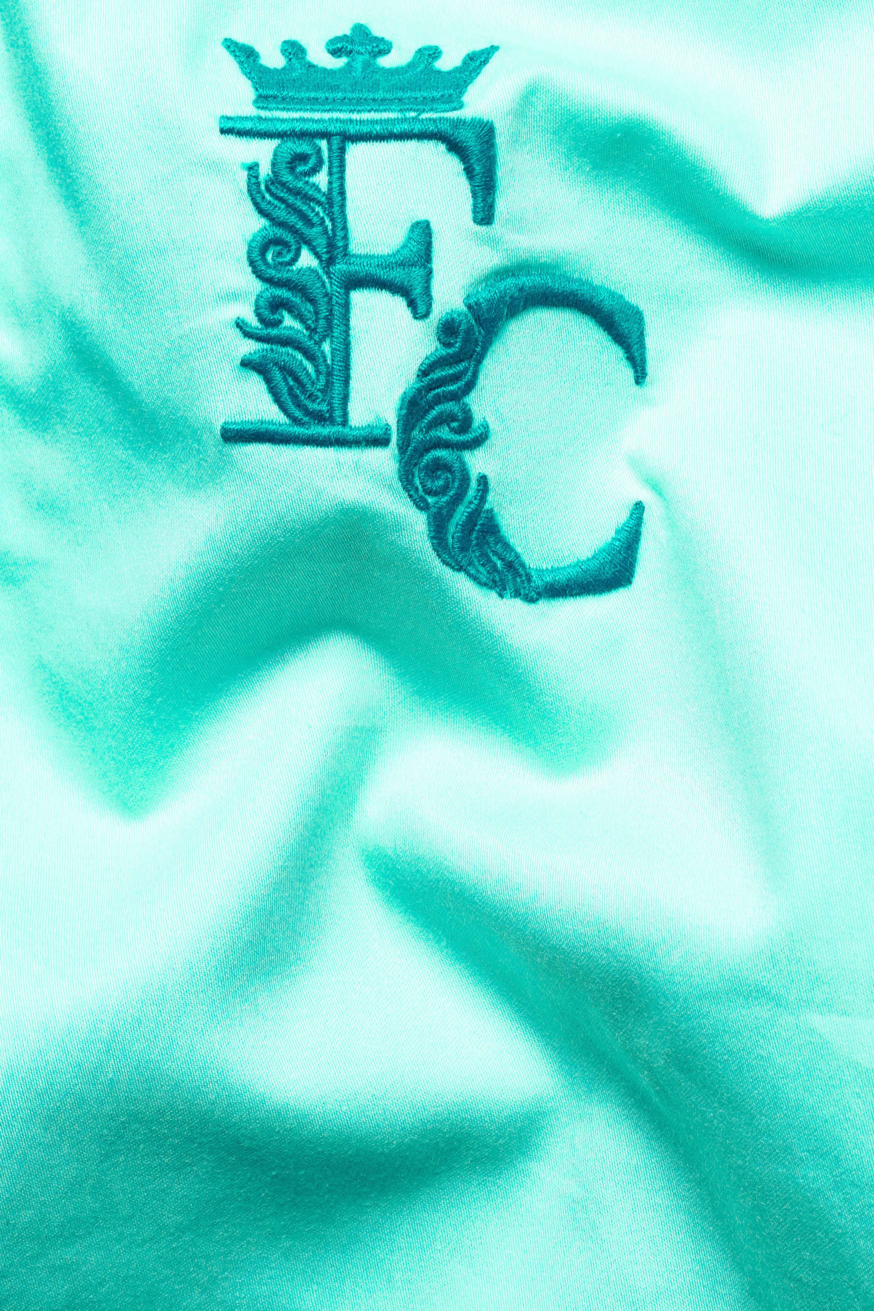 Magic Mint Blue Brand Acronym Embroidered Premium Cotton Designer Shirt sold by French Crown product image thumbnail 3