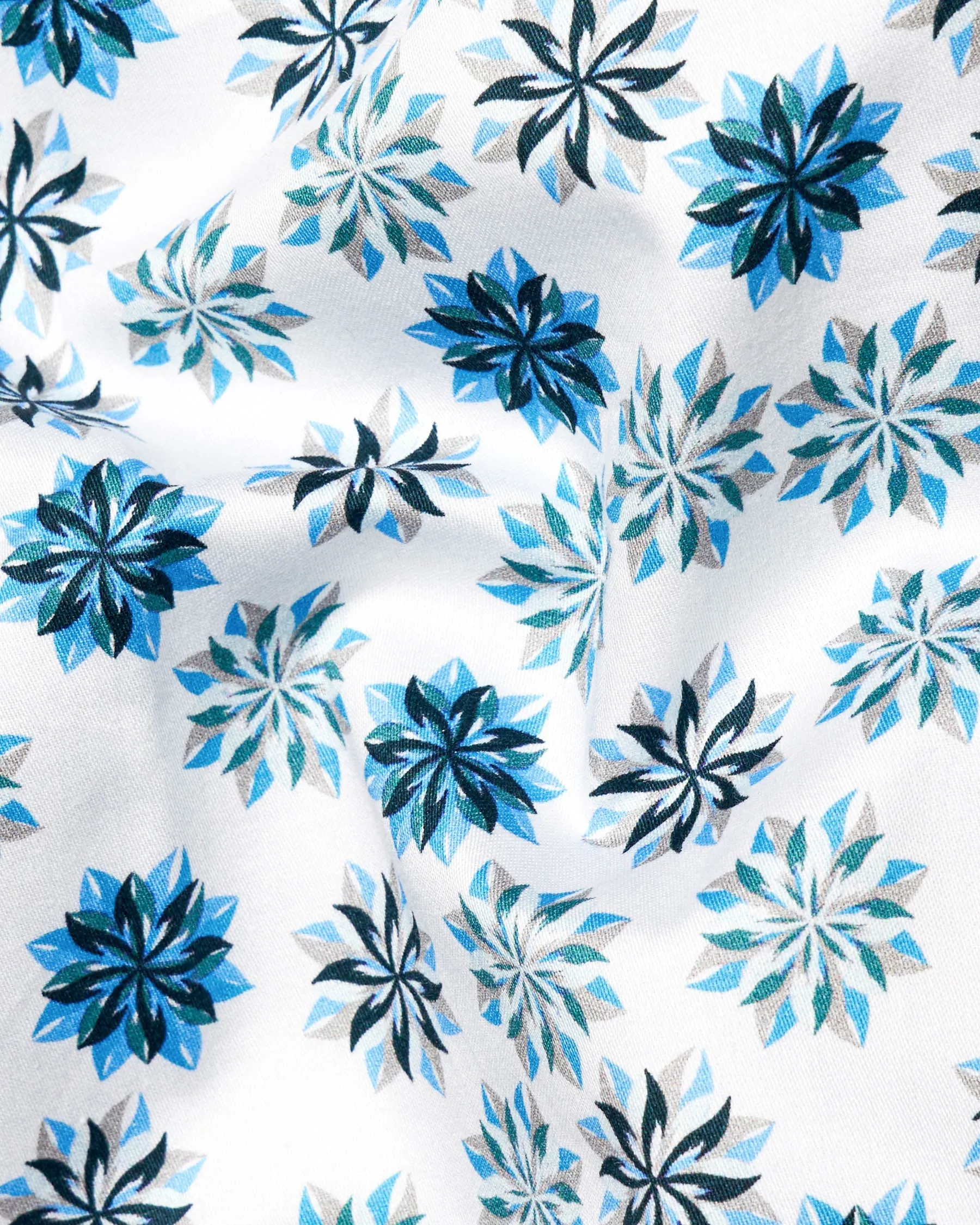 Bright White with Curious Blue Printed Super Soft Premium Cotton Women’s Shirt sold by French Crown product image thumbnail 3