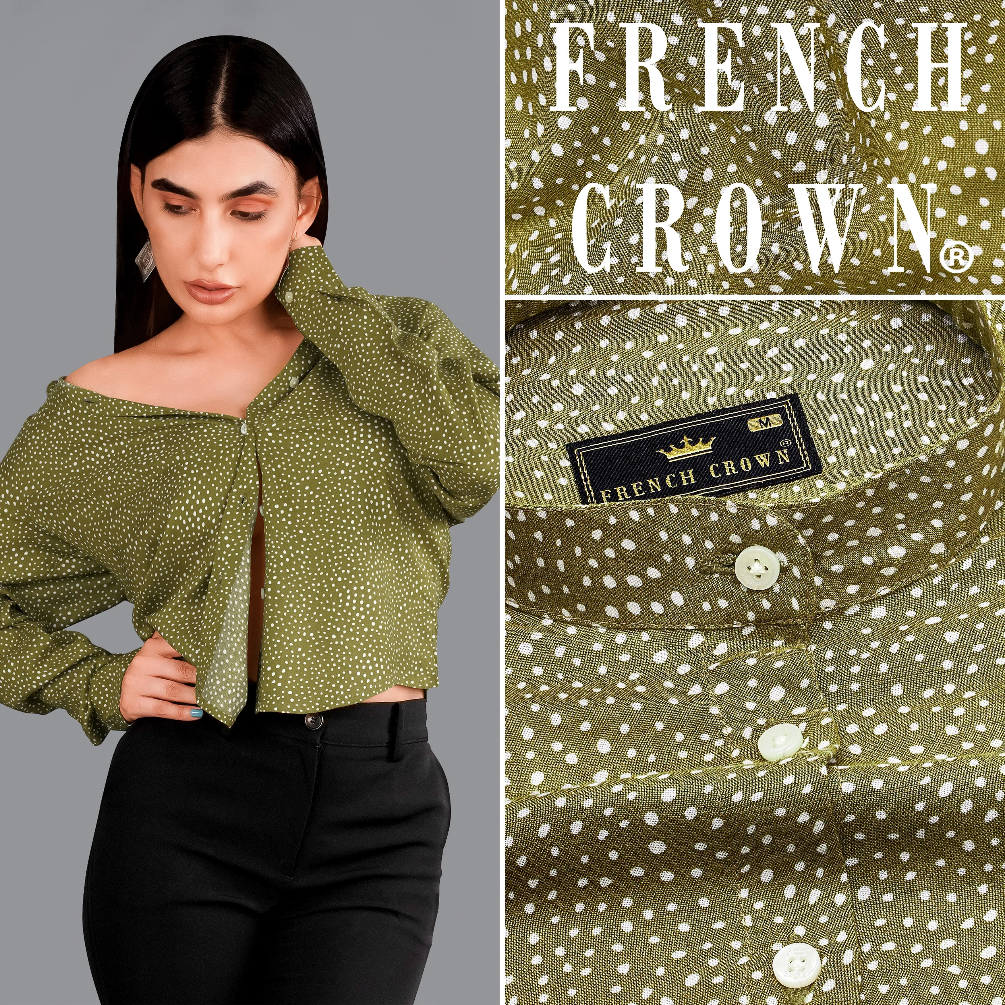 Hemlock Green Printed Premium Tencel Shirt sold by French Crown
