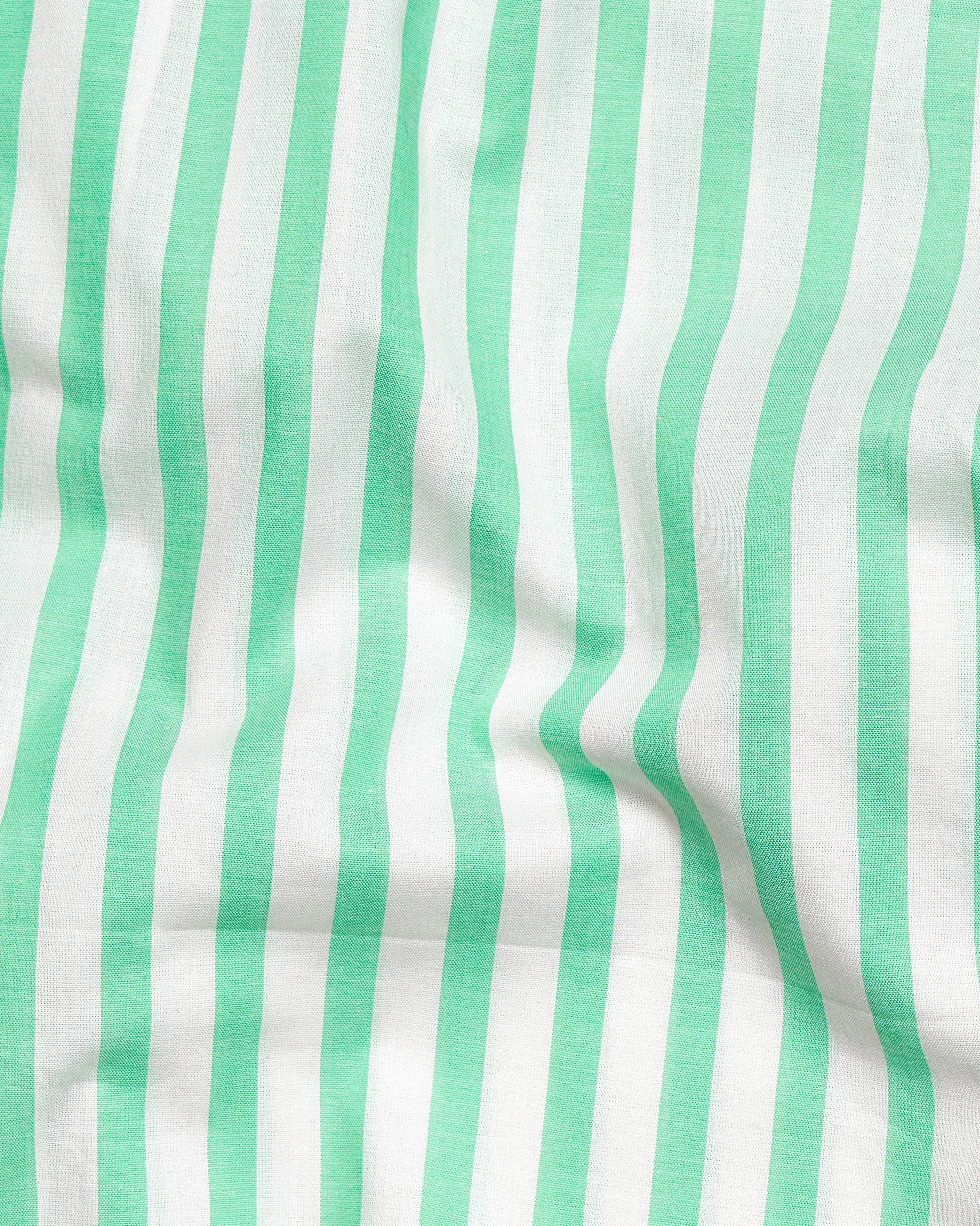 Riptide Green and White Striped Premium Cotton Shirt sold by French Crown product image thumbnail 3