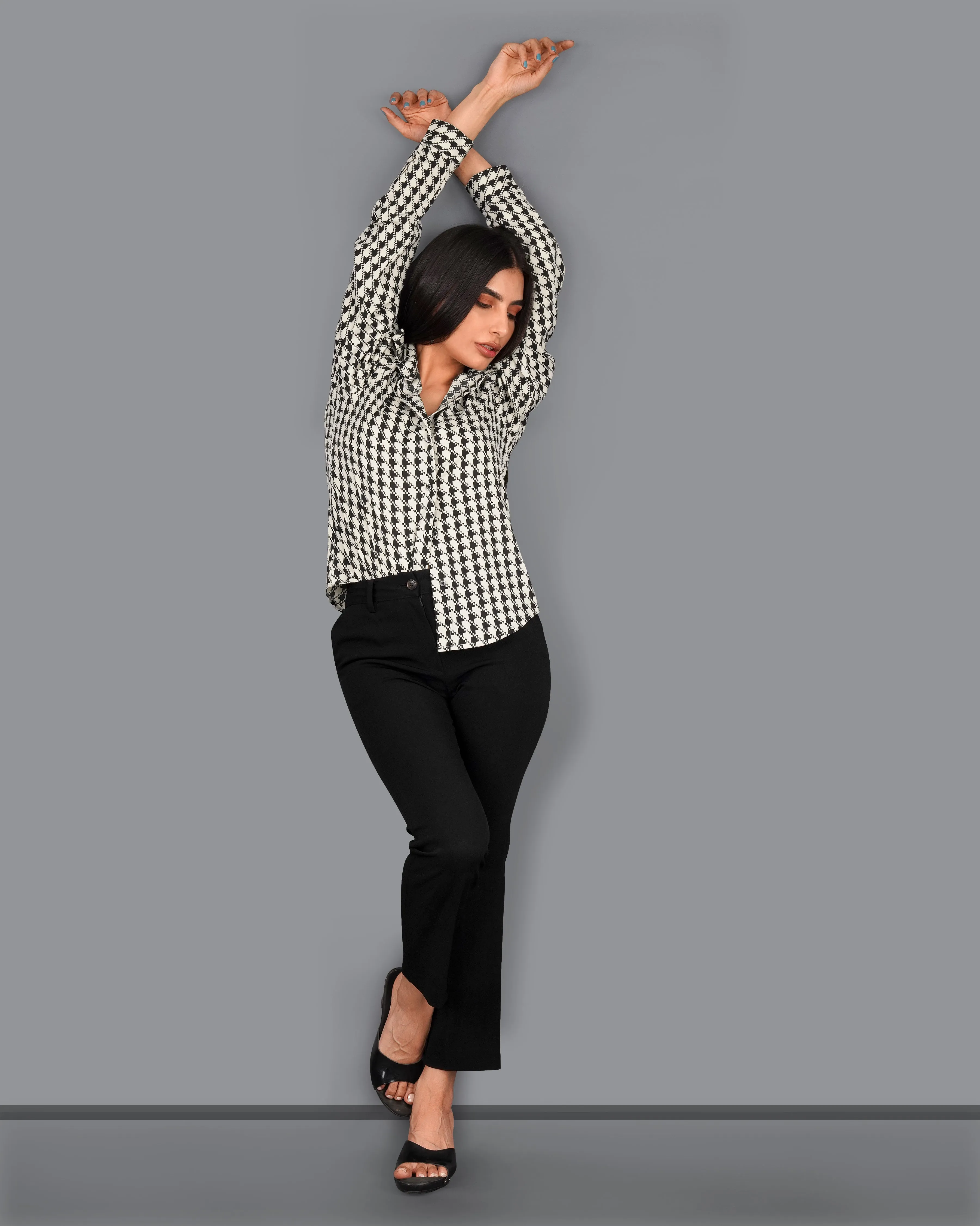 Mercury Cream and Black Houndstooth Premium Tencel Shirt sold by French Crown product image thumbnail 5