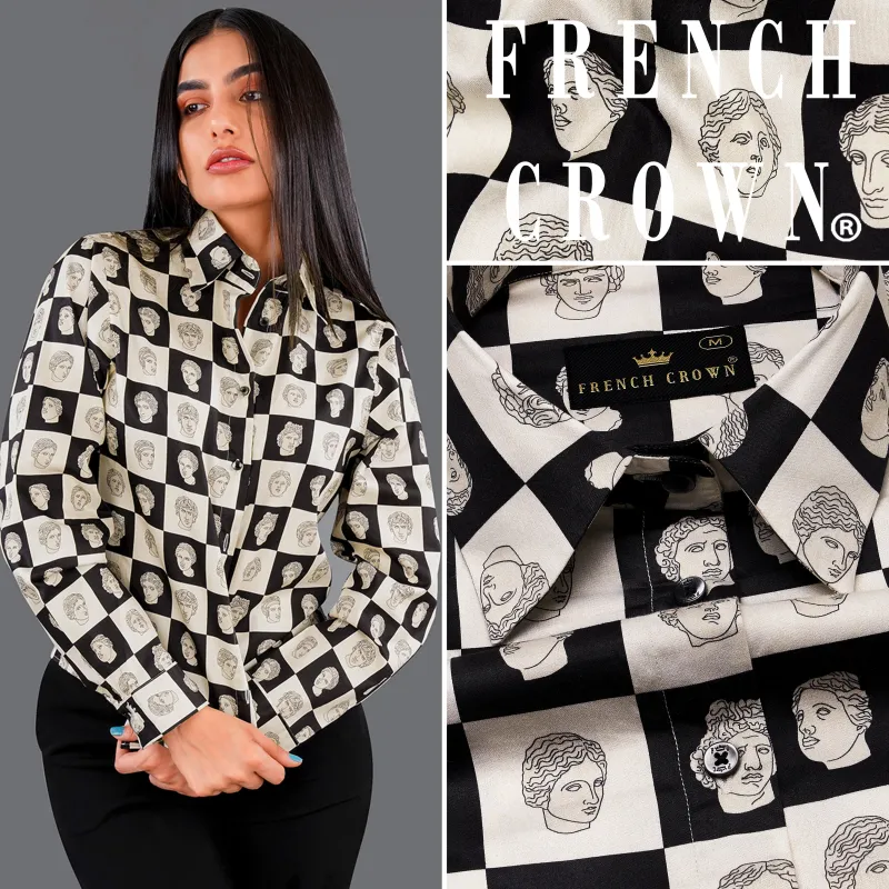 Dawn Cream and Black Checked Premium Cotton Shirt sold by French Crown