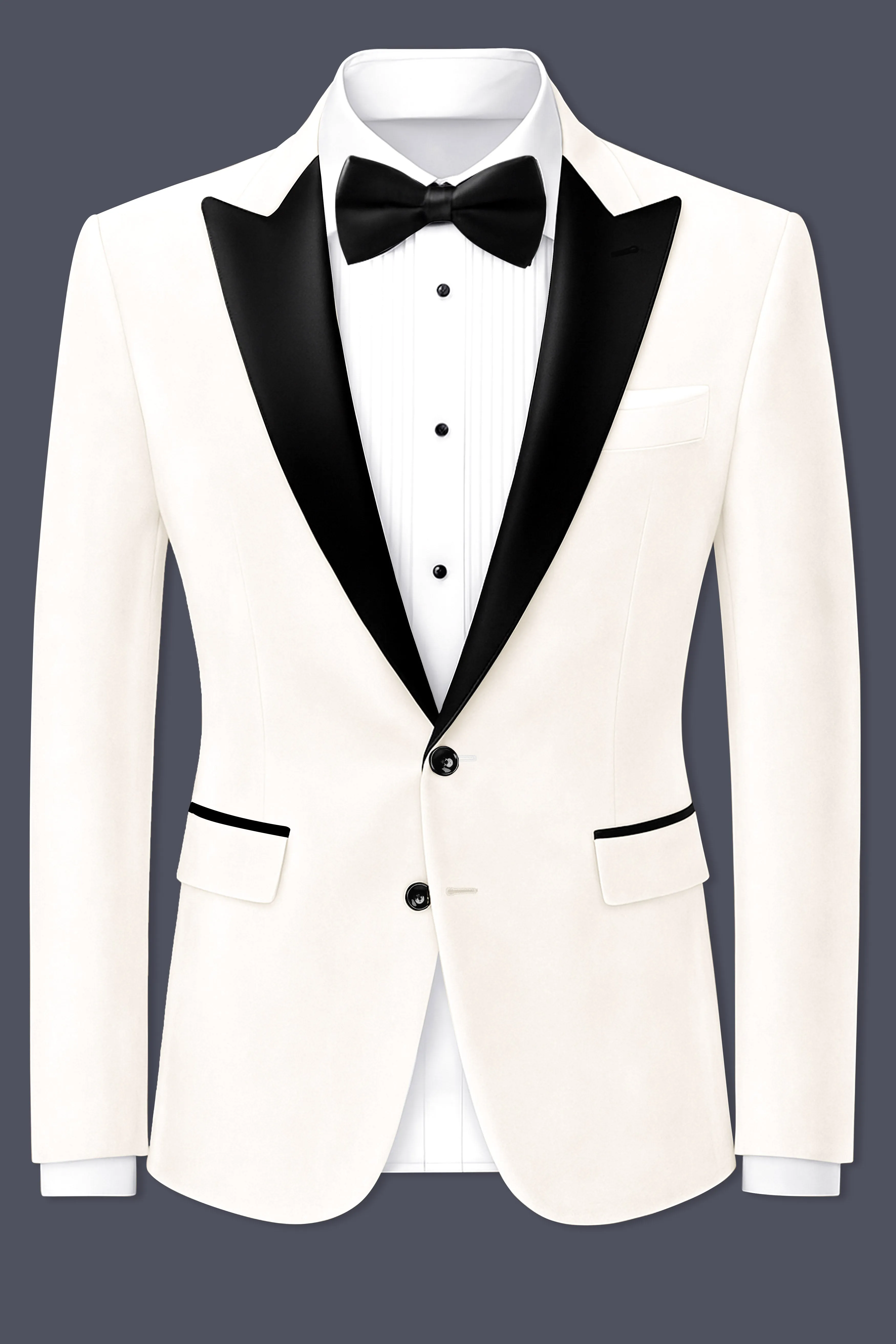 Bright White Single Breasted Premium Velvet Designer Blazer sold by French Crown product image thumbnail 2