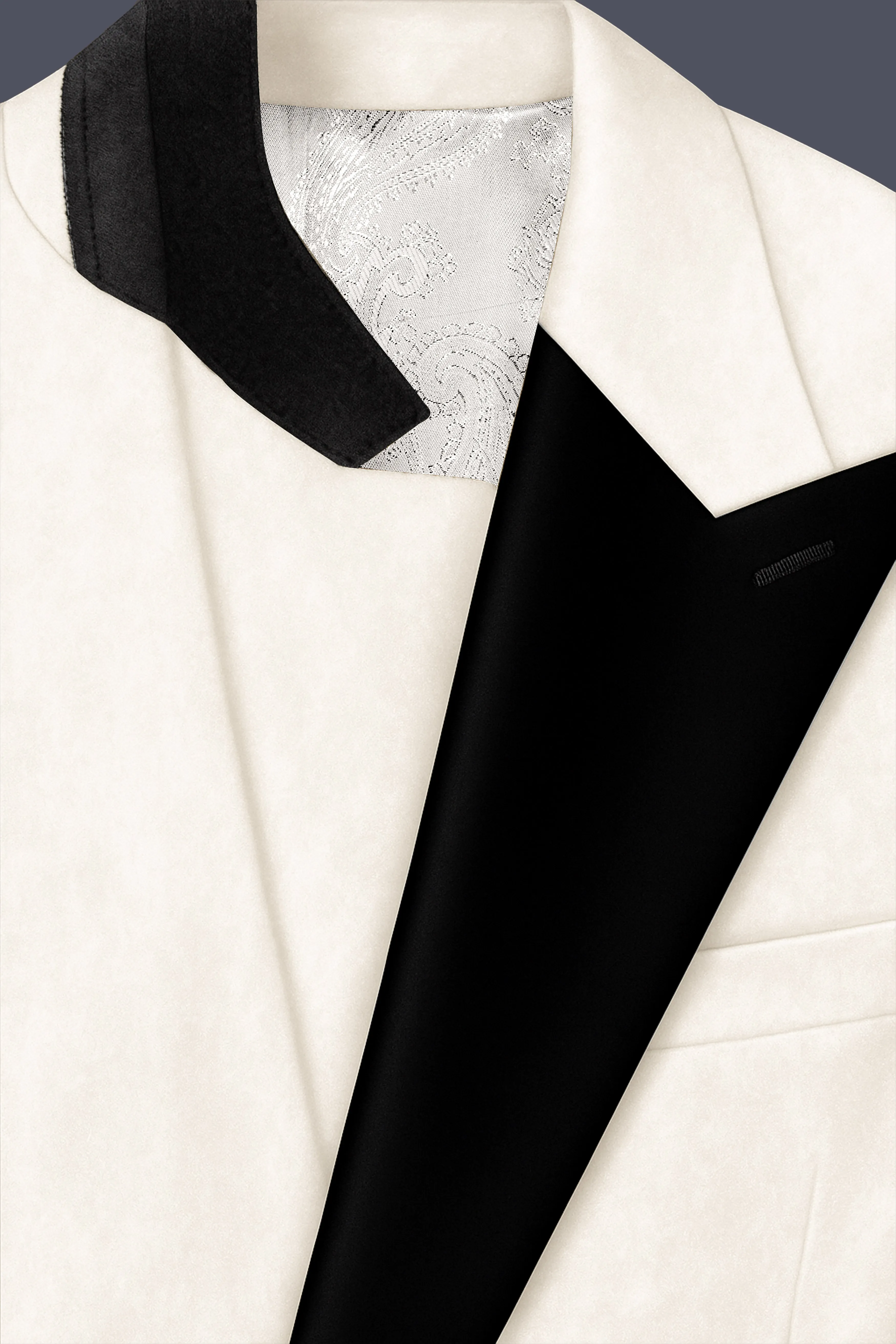 Bright White Single Breasted Premium Velvet Designer Blazer sold by French Crown product image thumbnail 4